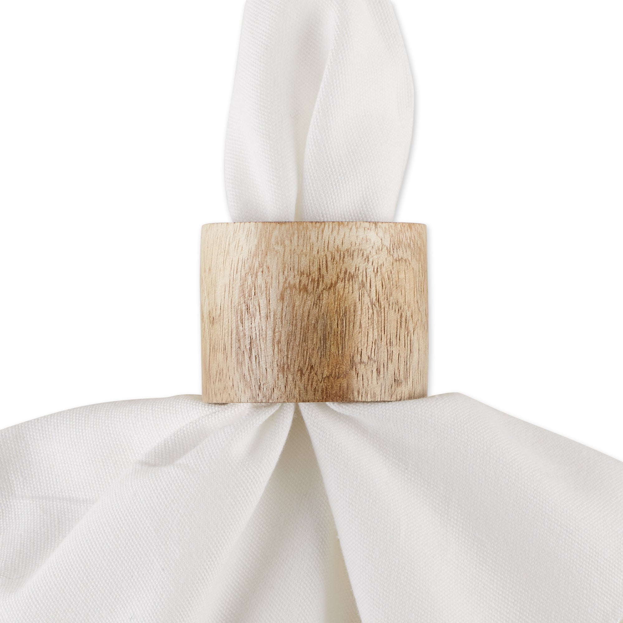 DII Light Finish Mango Wood Band Napkin Ring 6-Piece Set