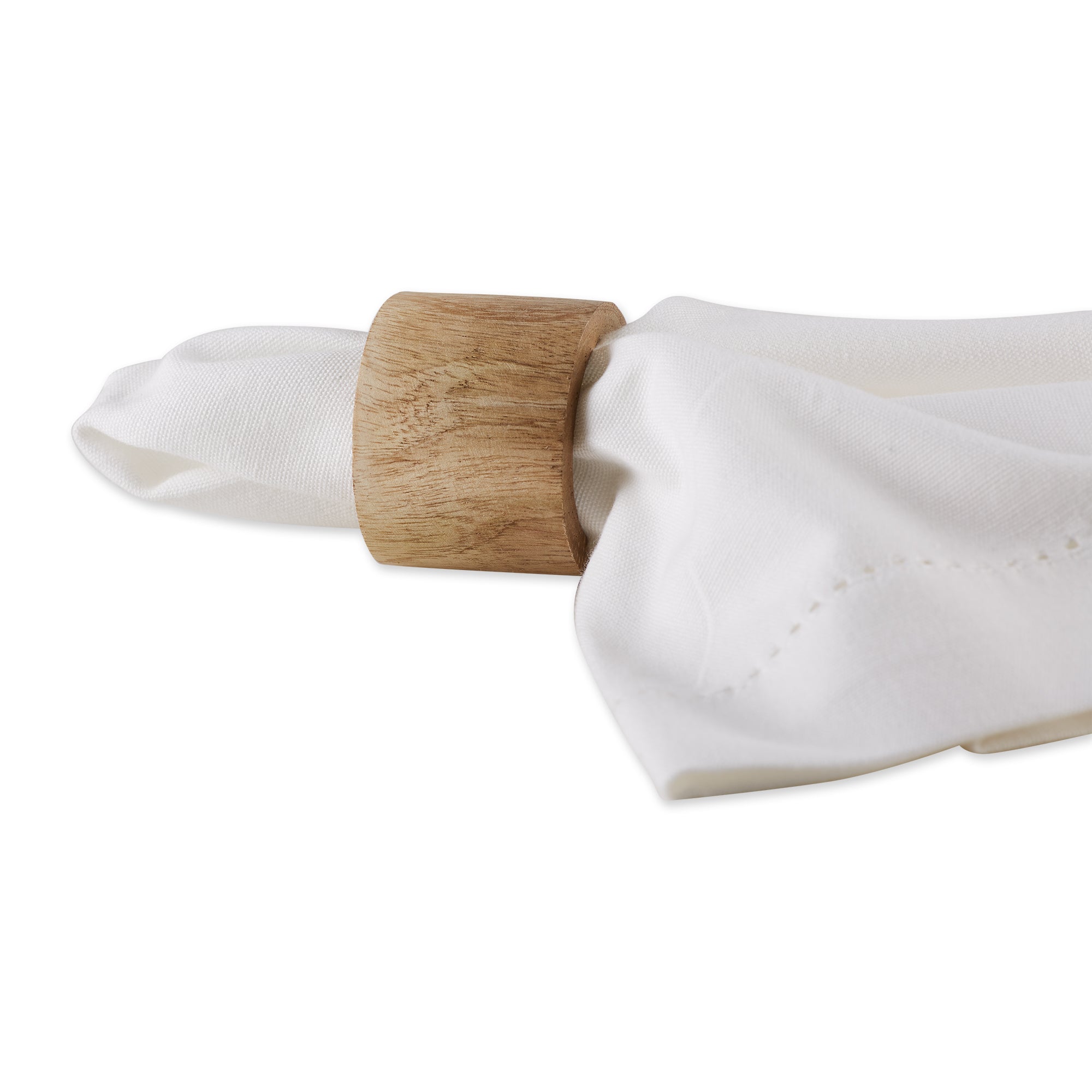 DII Light Finish Mango Wood Band Napkin Ring 6-Piece Set