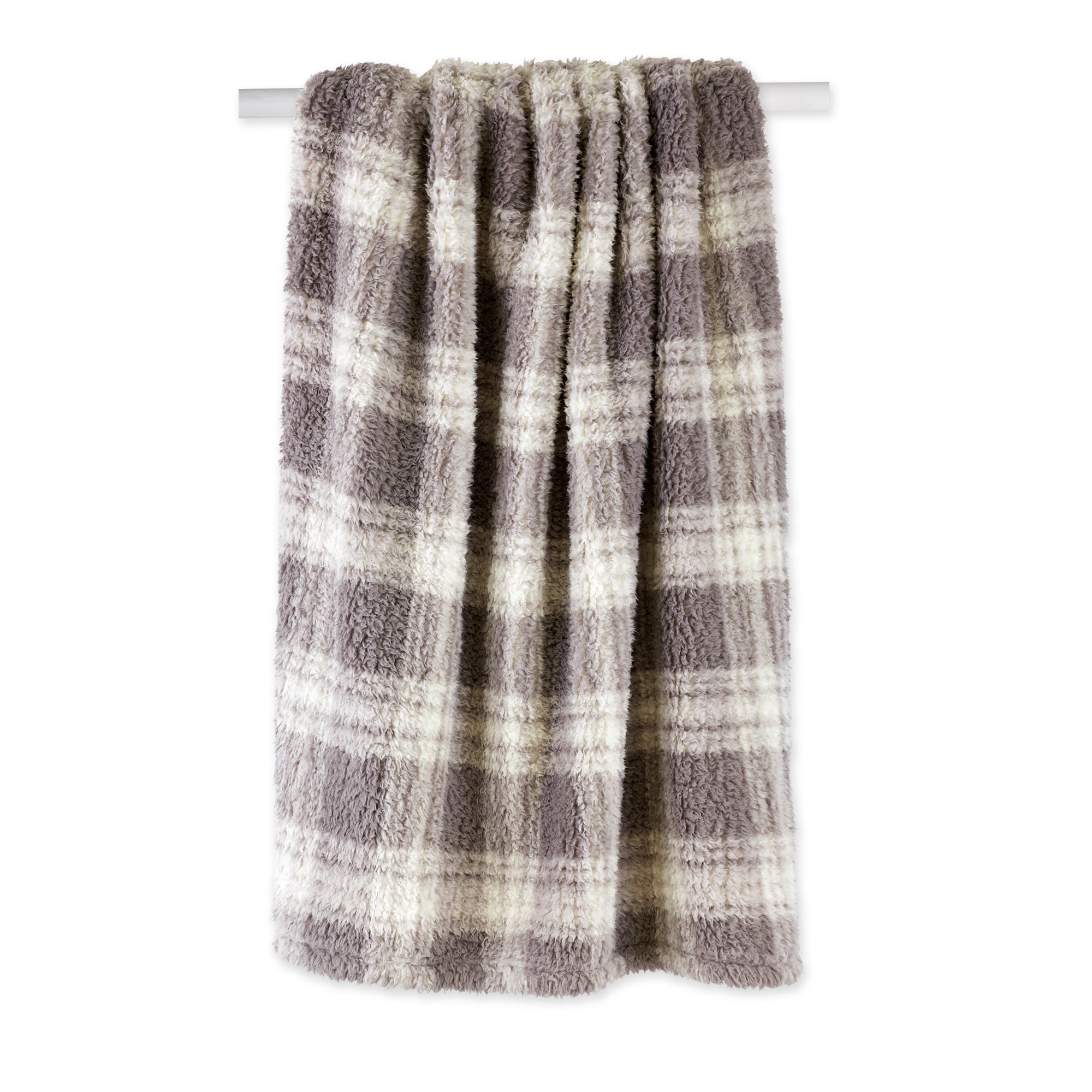 Gray Farmhouse Plush Plaid Throw