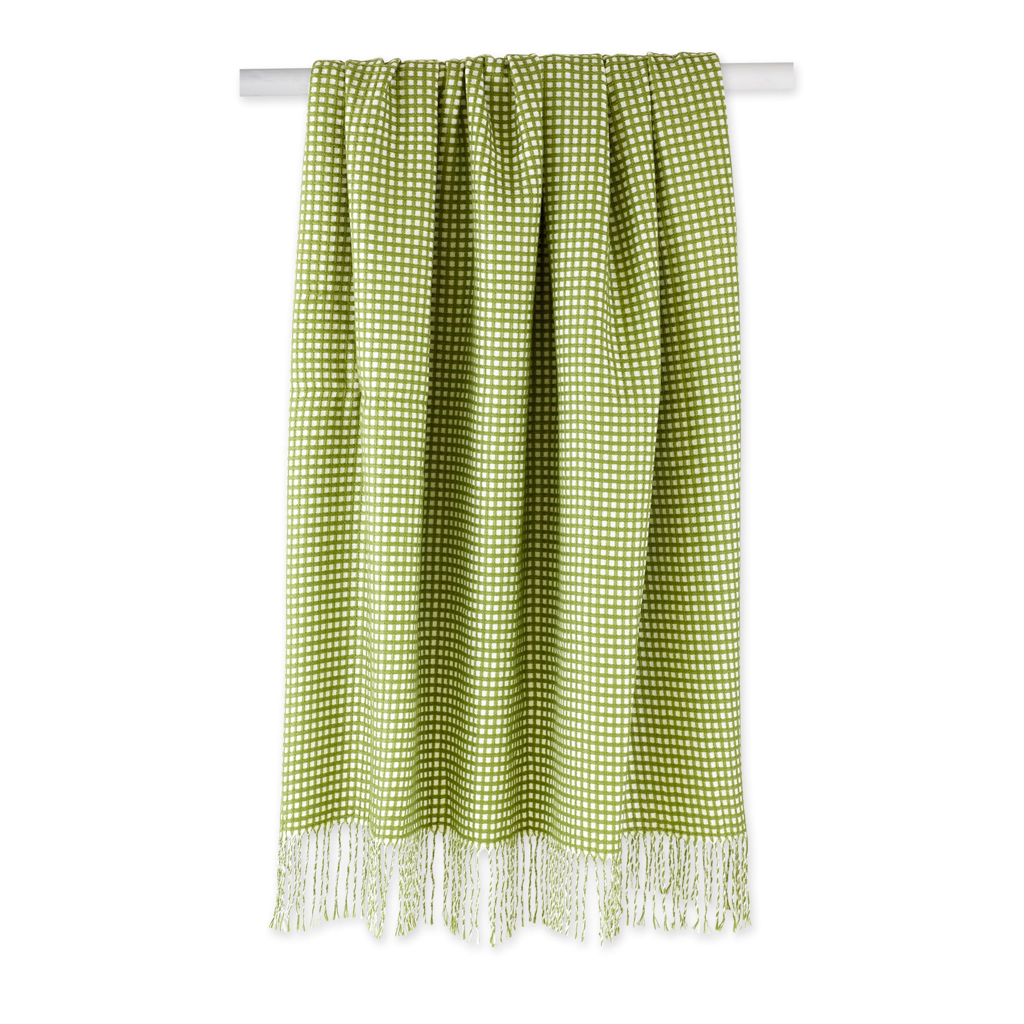 Antique Green & White Waffle Knit Throw