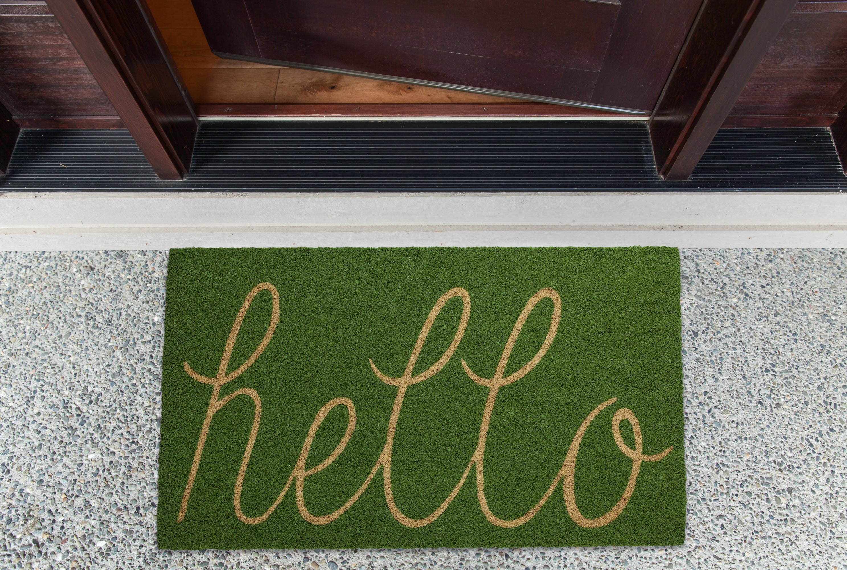 DII Hello Coir PVC-Backed Non-Slip Doormat