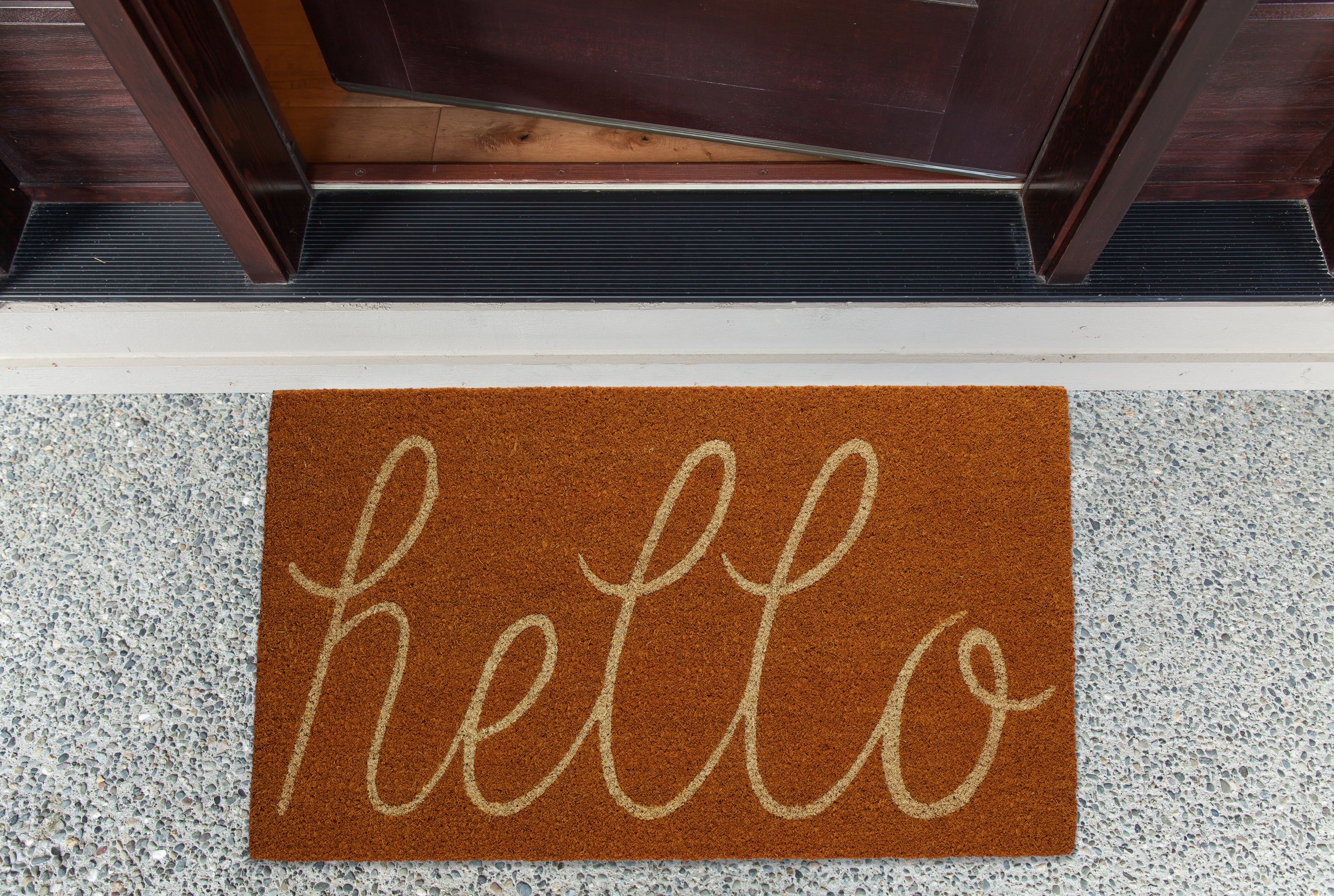 DII Hello Coir PVC-Backed Non-Slip Doormat