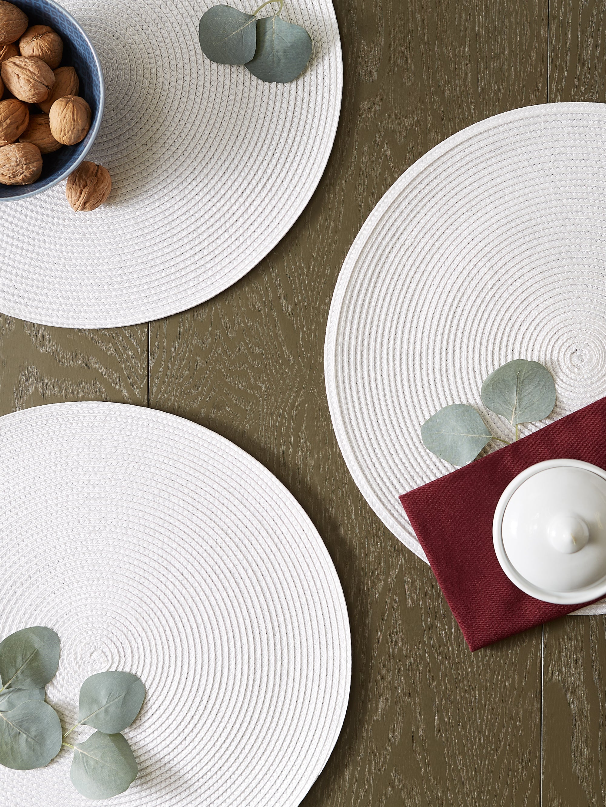 DII Round Polypropylene Woven Placemat 6-Piece Set