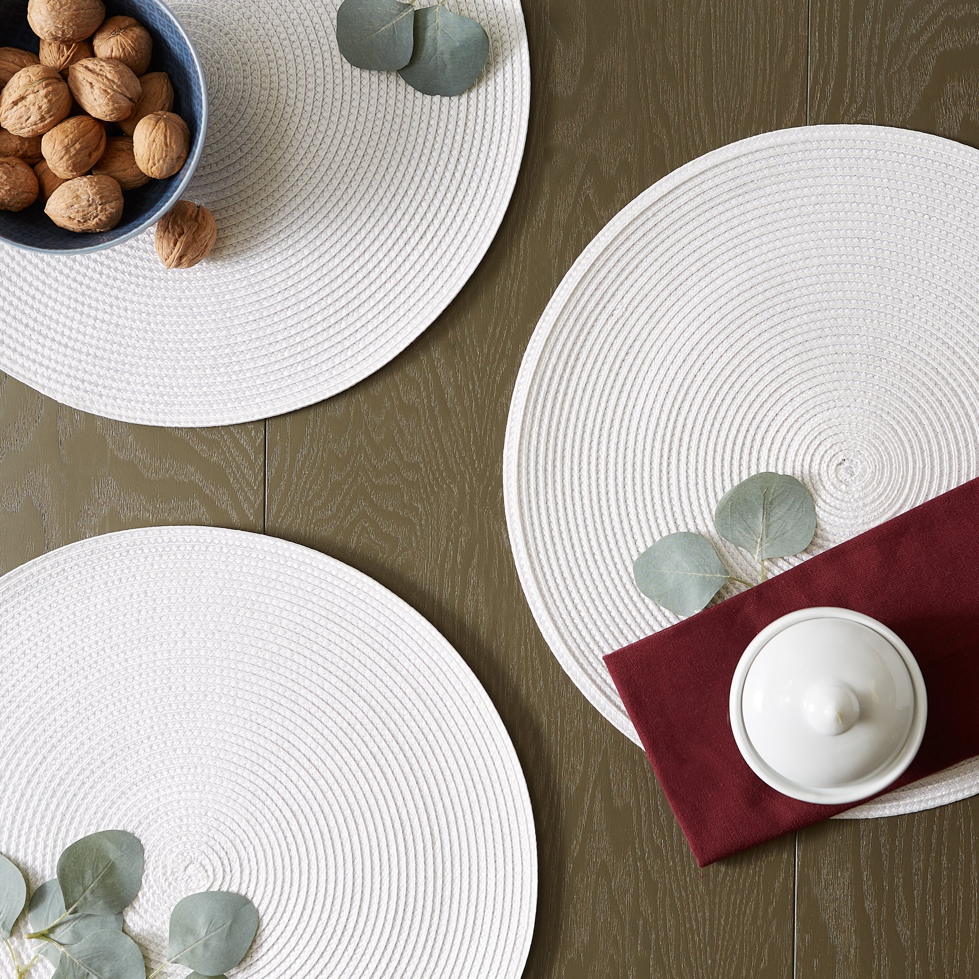 DII Round Polypropylene Woven Placemat 6-Piece Set