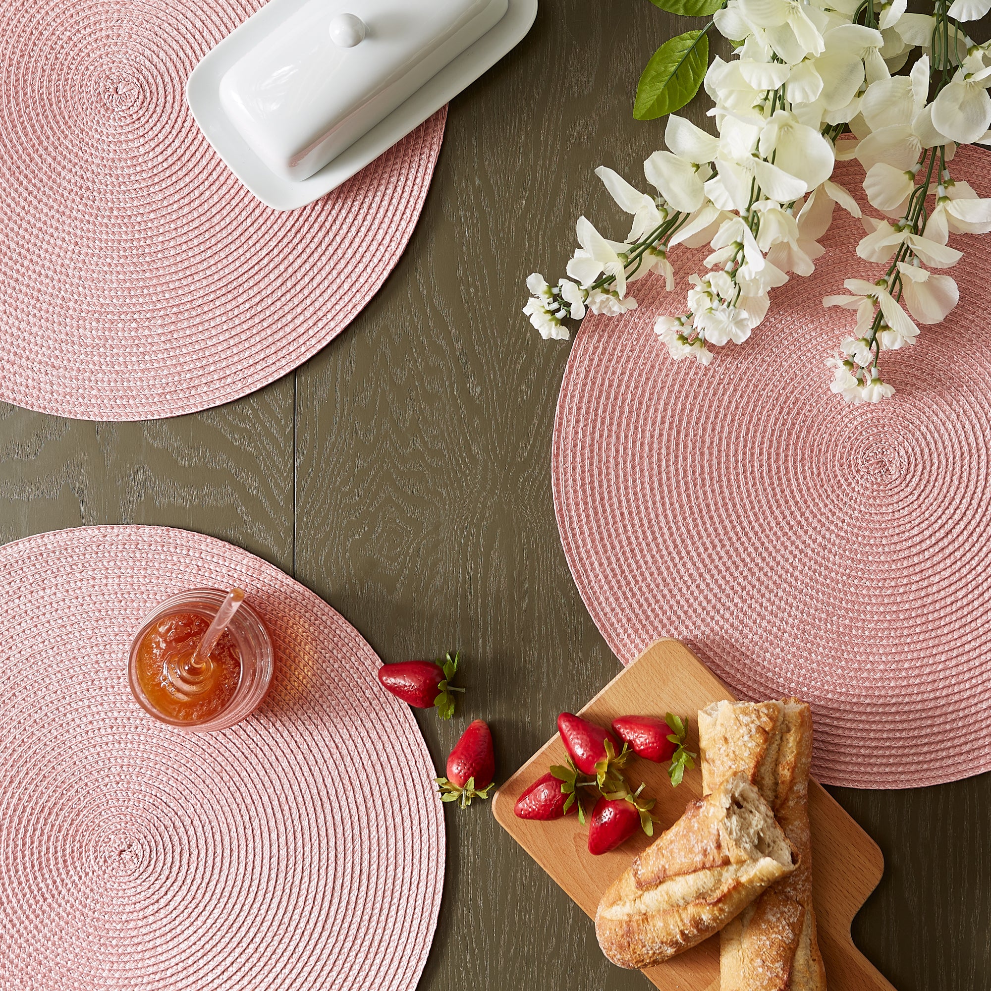 DII Round Polypropylene Woven Placemat 6-Piece Set