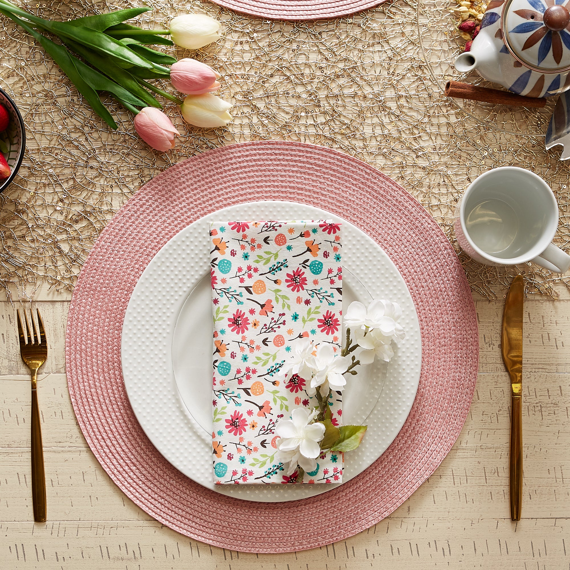 DII Round Polypropylene Woven Placemat 6-Piece Set