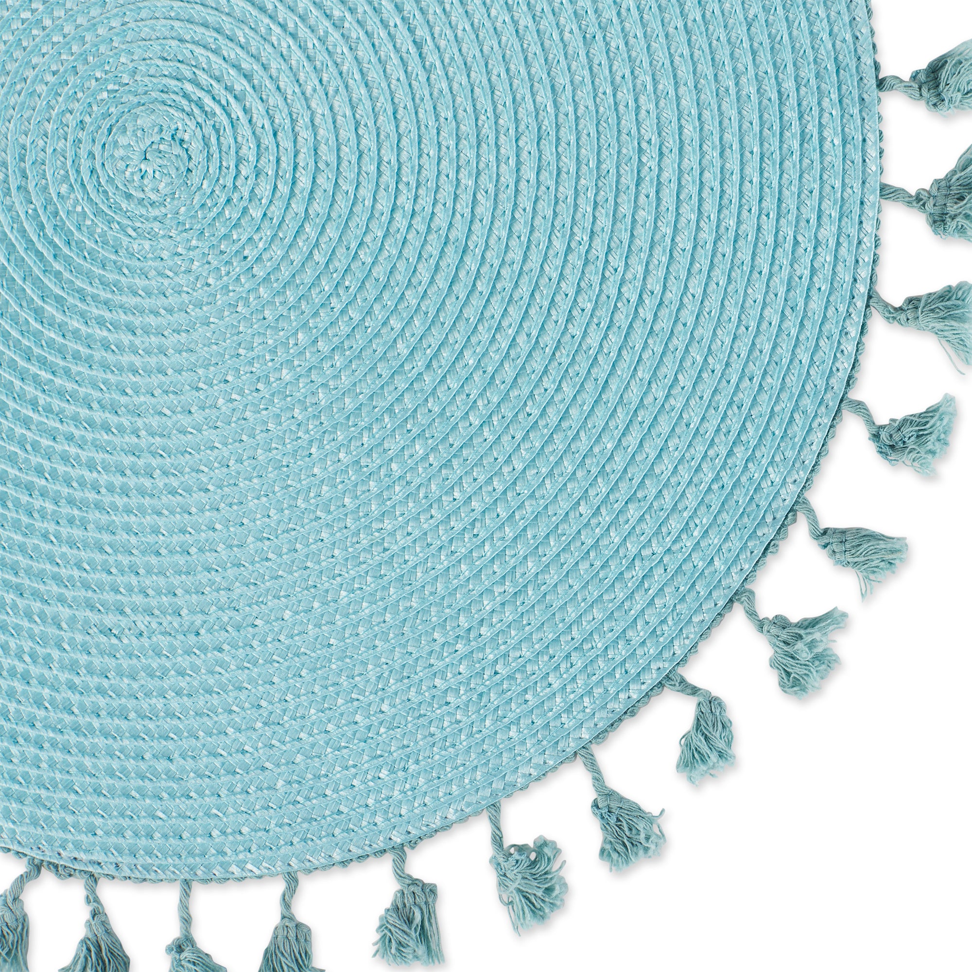 DII Tassel Fringe Polypropylene Woven Round Placemat 6-Piece Set