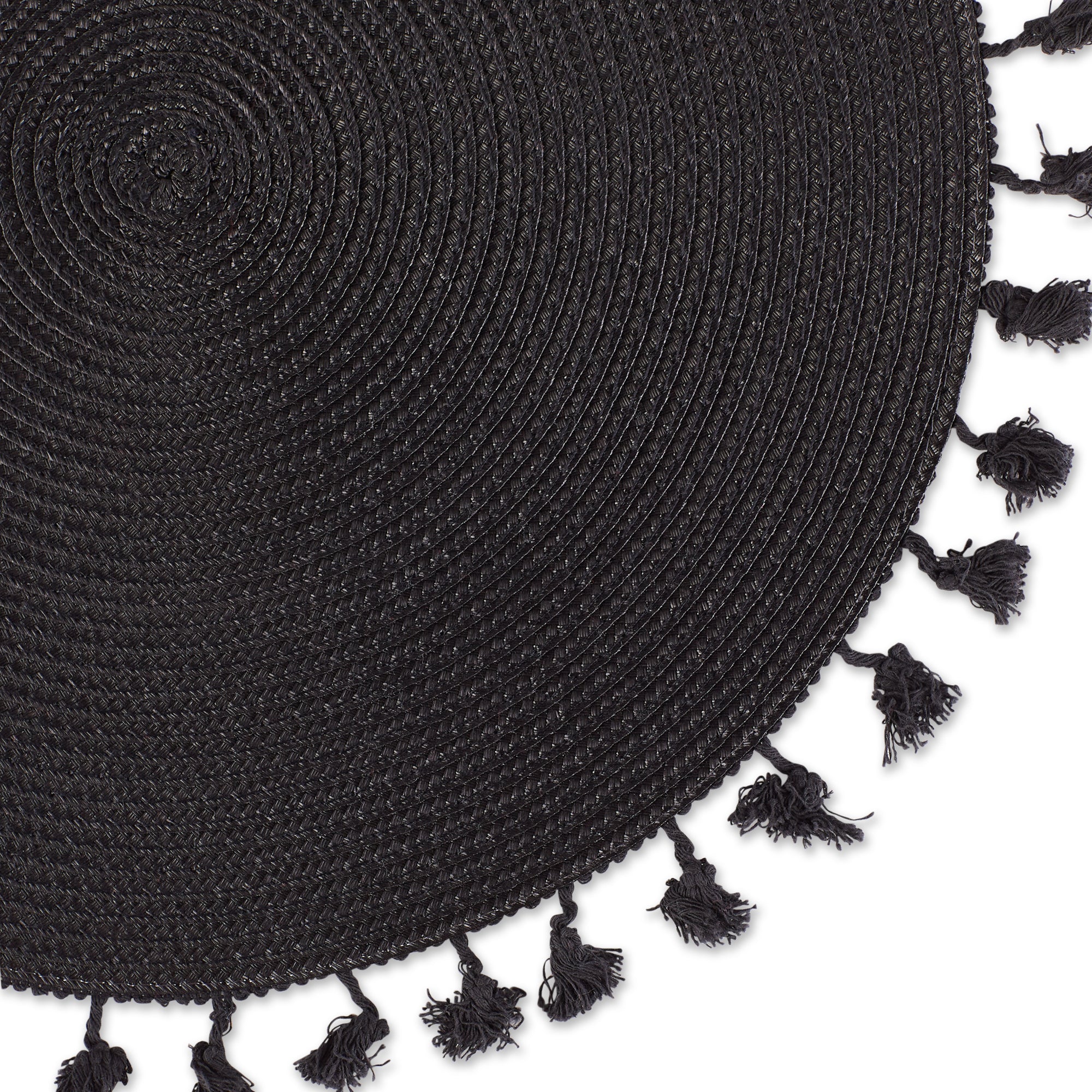 DII Tassel Fringe Polypropylene Woven Round Placemat 6-Piece Set