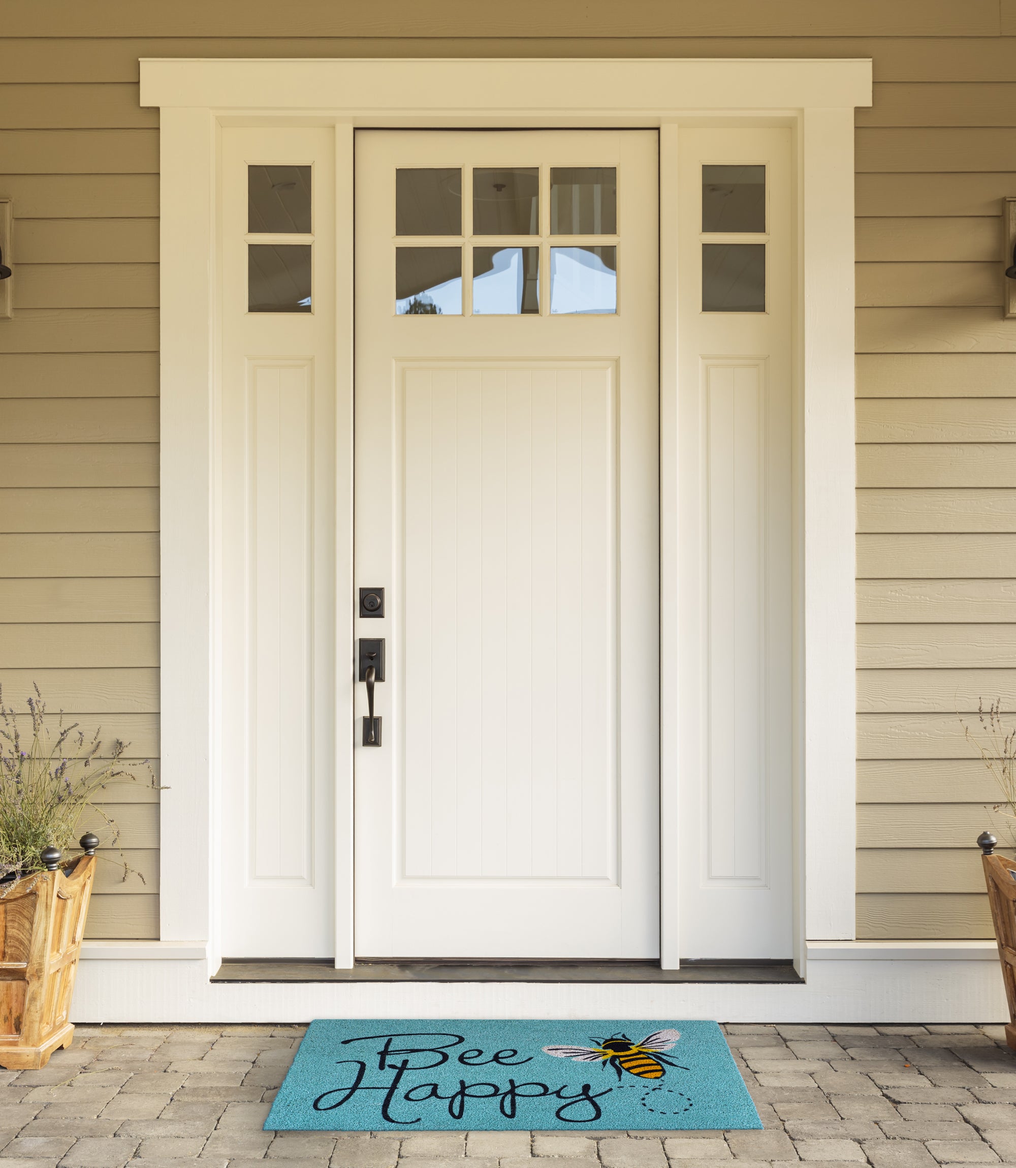DII Bee Happy Doormat, Non-Slip PVC Backing