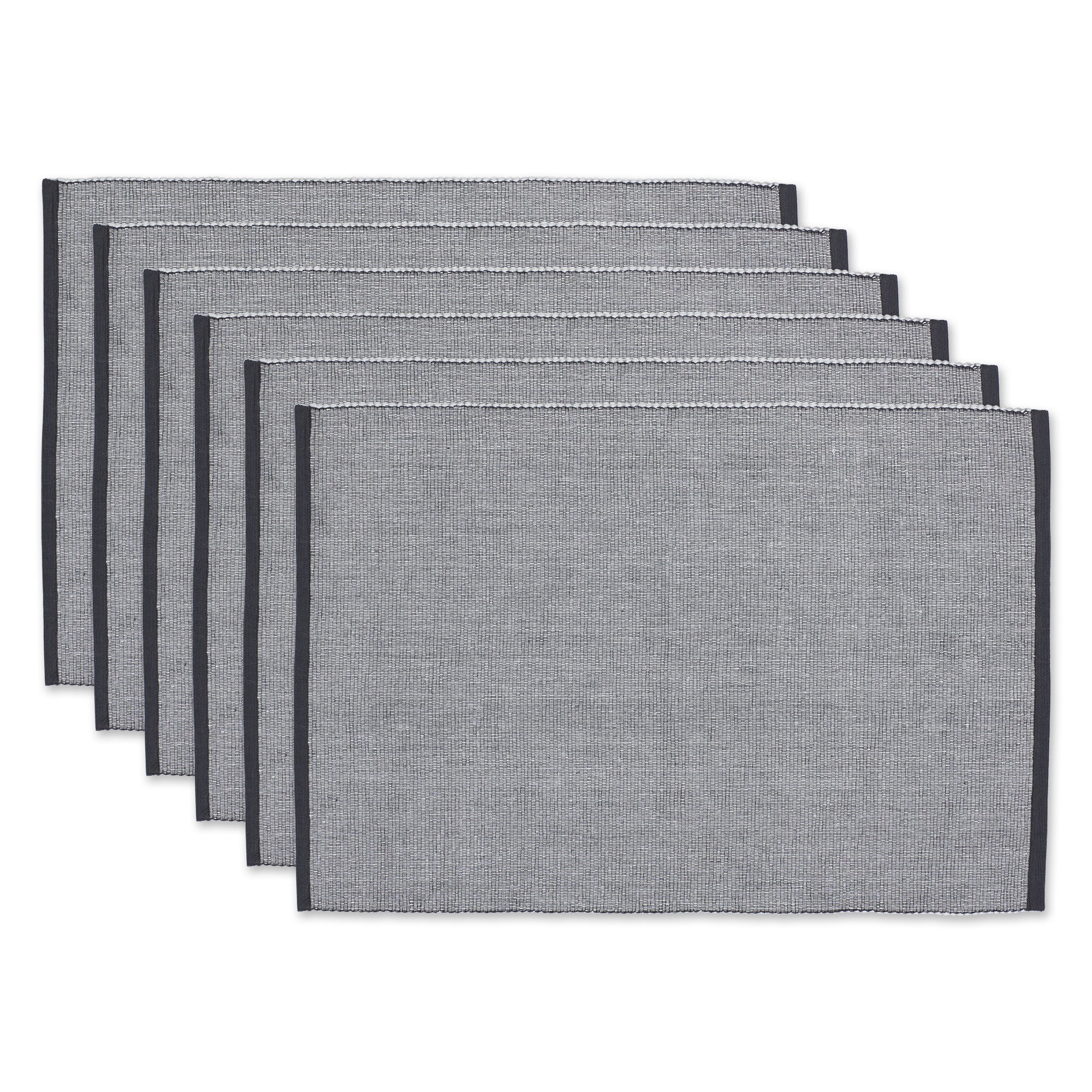 DII Eco-Friendly Chambray Fine Ribbed Placemat 6-Piece Set