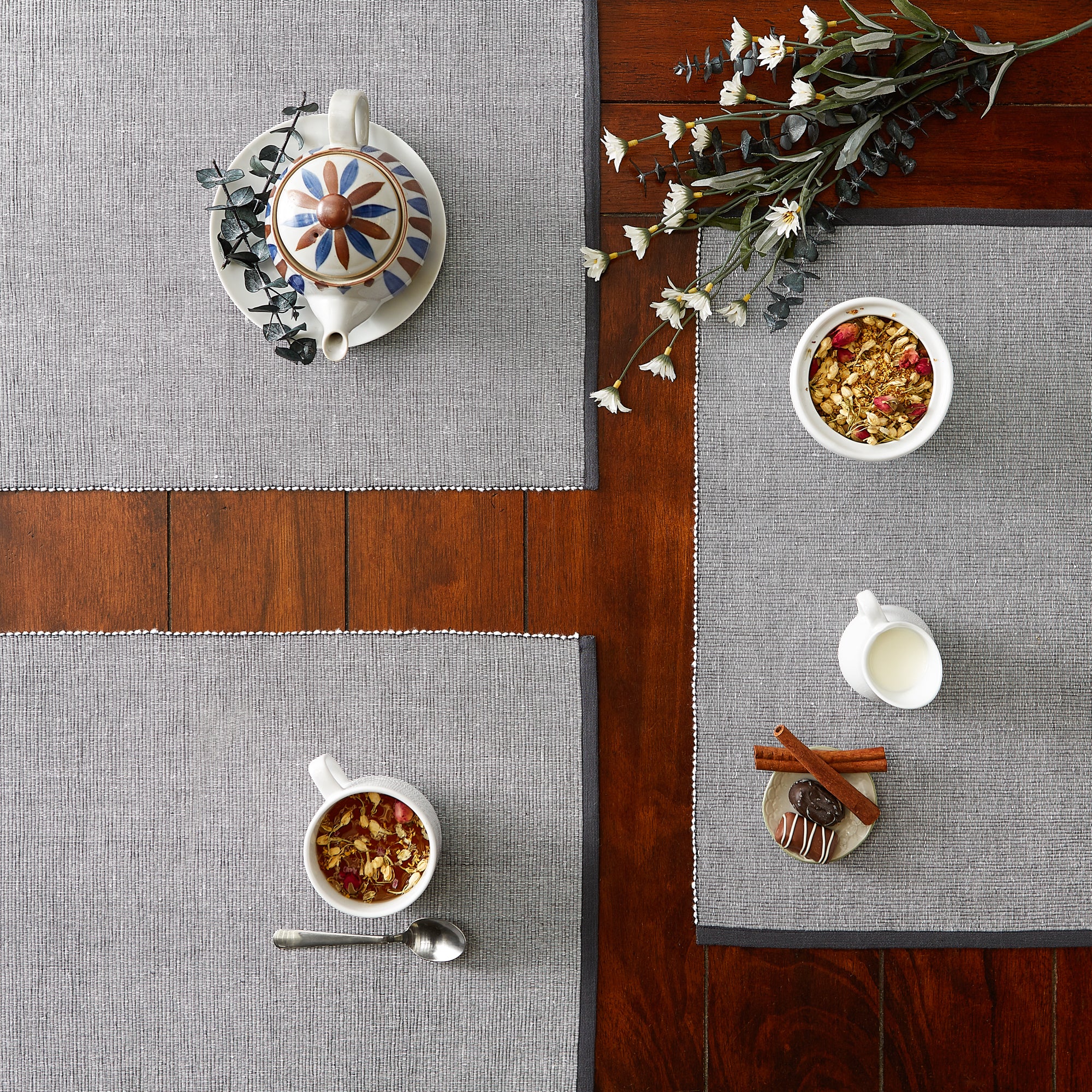 DII Eco-Friendly Chambray Fine Ribbed Placemat 6-Piece Set