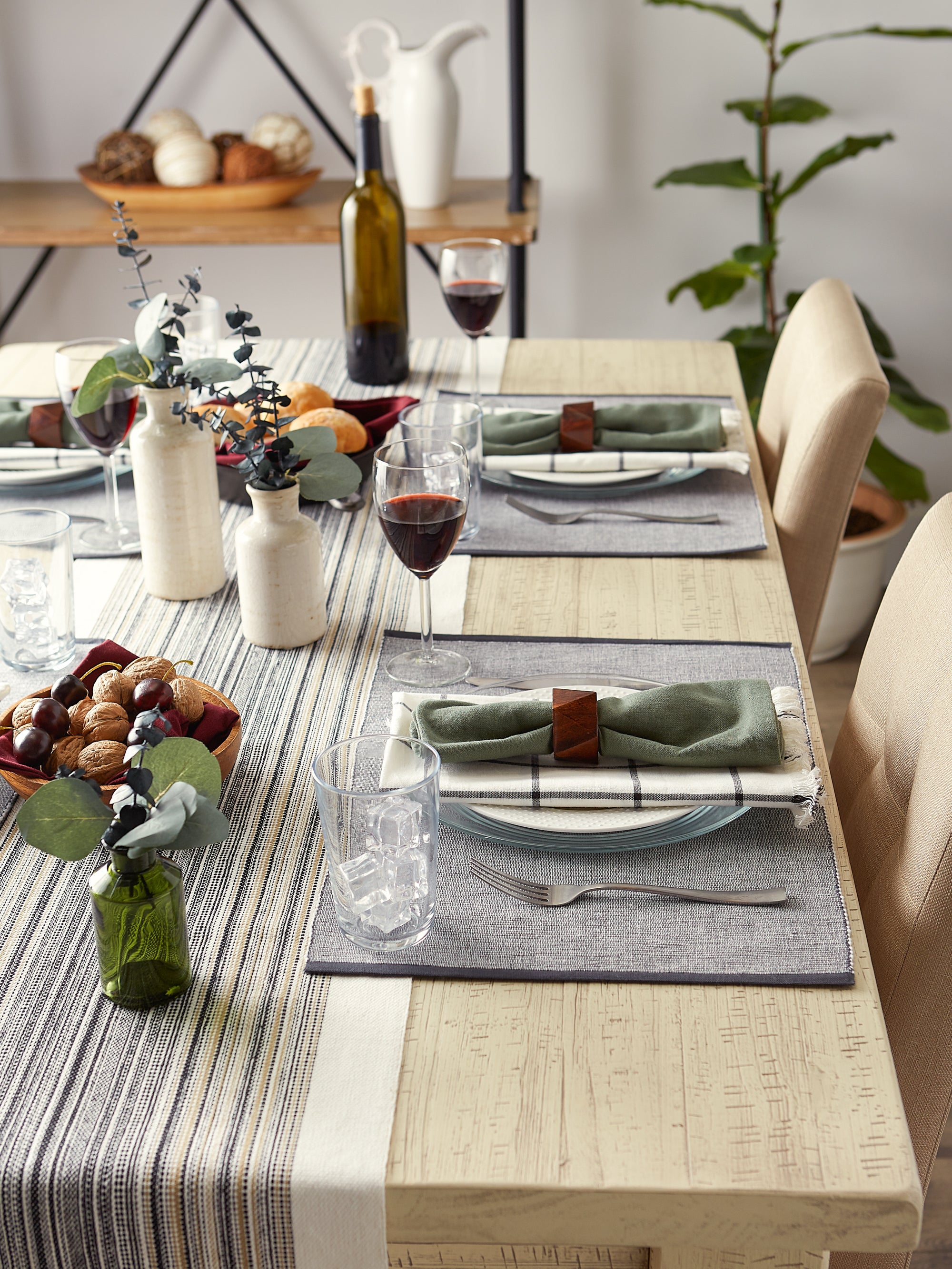 DII Eco-Friendly Chambray Fine Ribbed Placemat 6-Piece Set