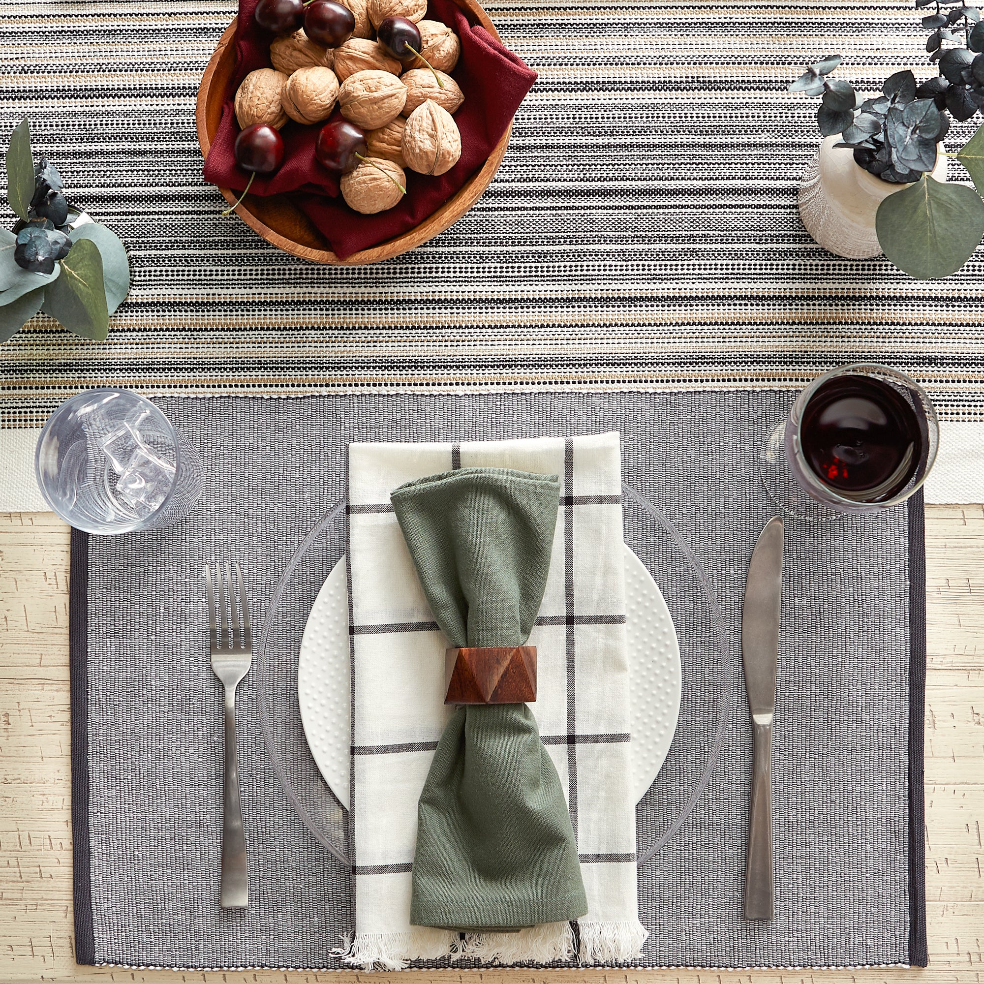 DII Eco-Friendly Chambray Fine Ribbed Placemat 6-Piece Set