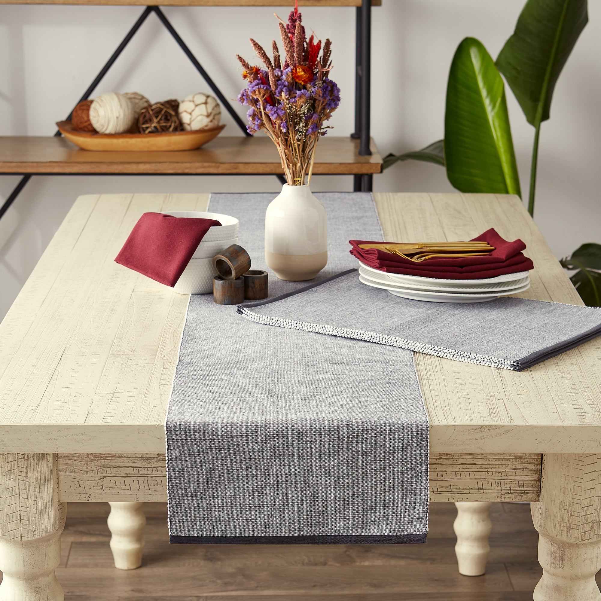DII Eco-Friendly Chambray Fine Ribbed Placemat 6-Piece Set