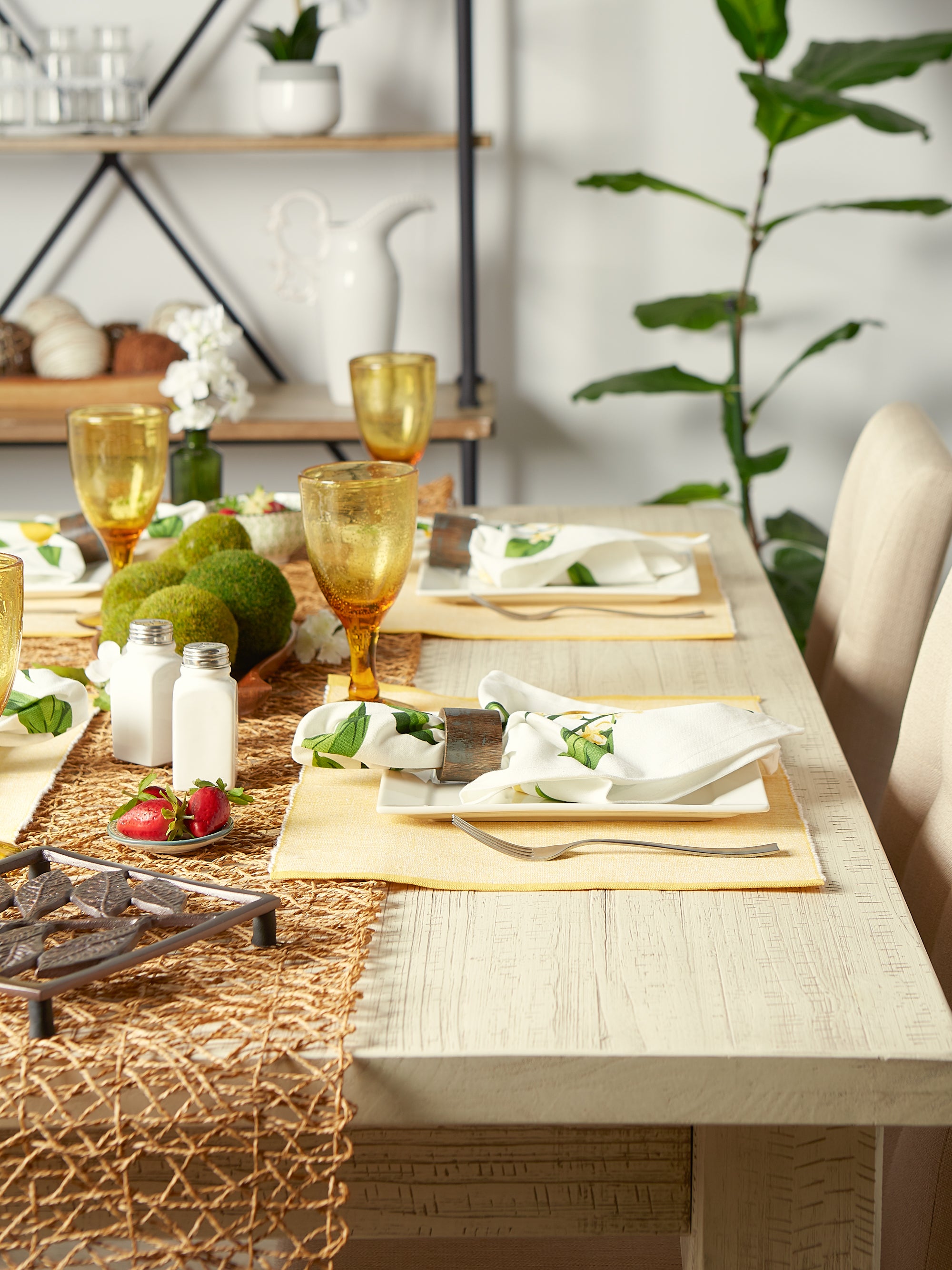 DII Eco-Friendly Chambray Fine Ribbed Placemat 6-Piece Set