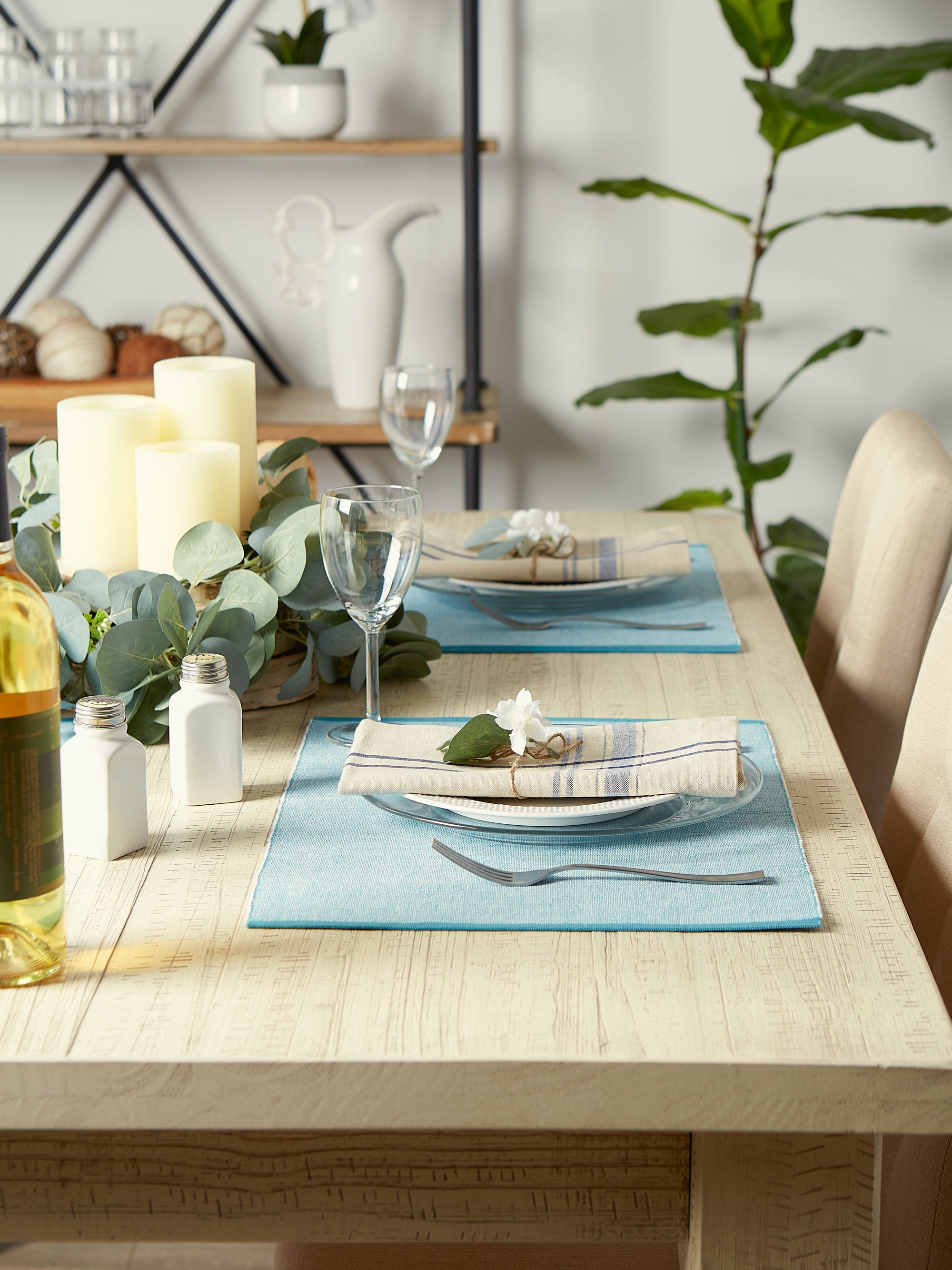 DII Eco-Friendly Chambray Fine Ribbed Placemat 6-Piece Set