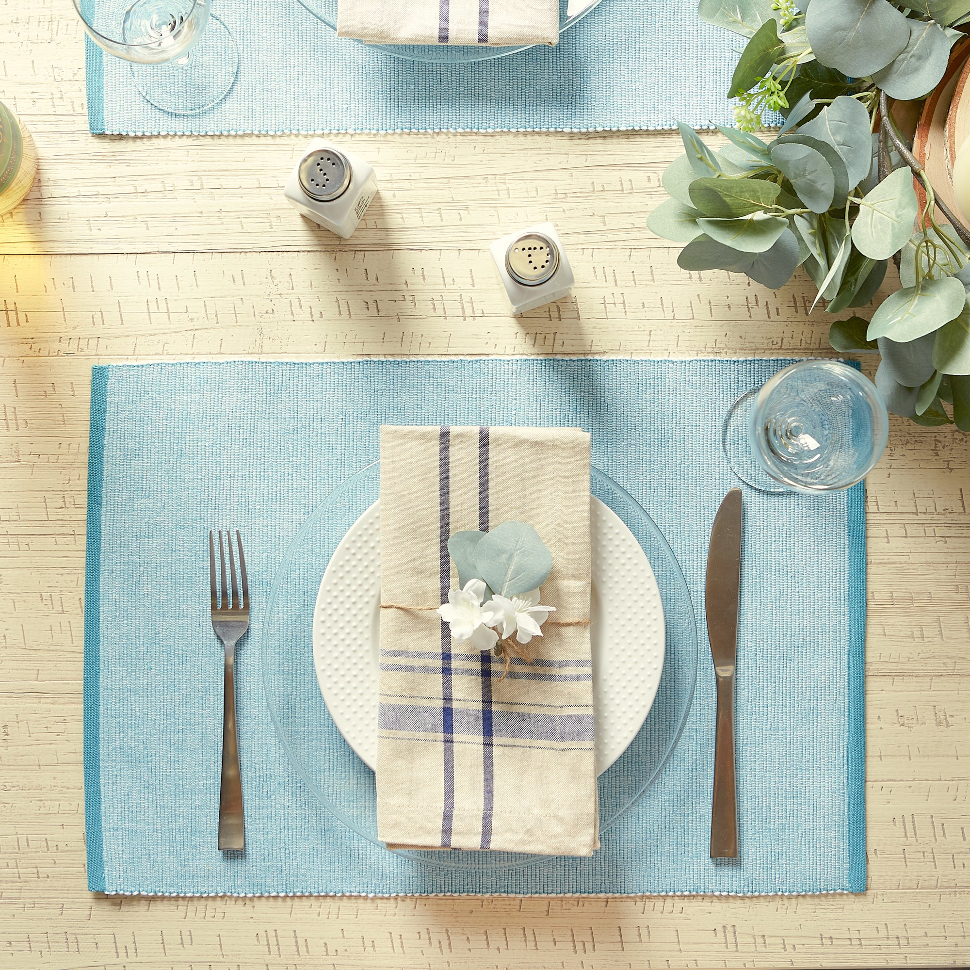 DII Eco-Friendly Chambray Fine Ribbed Placemat 6-Piece Set