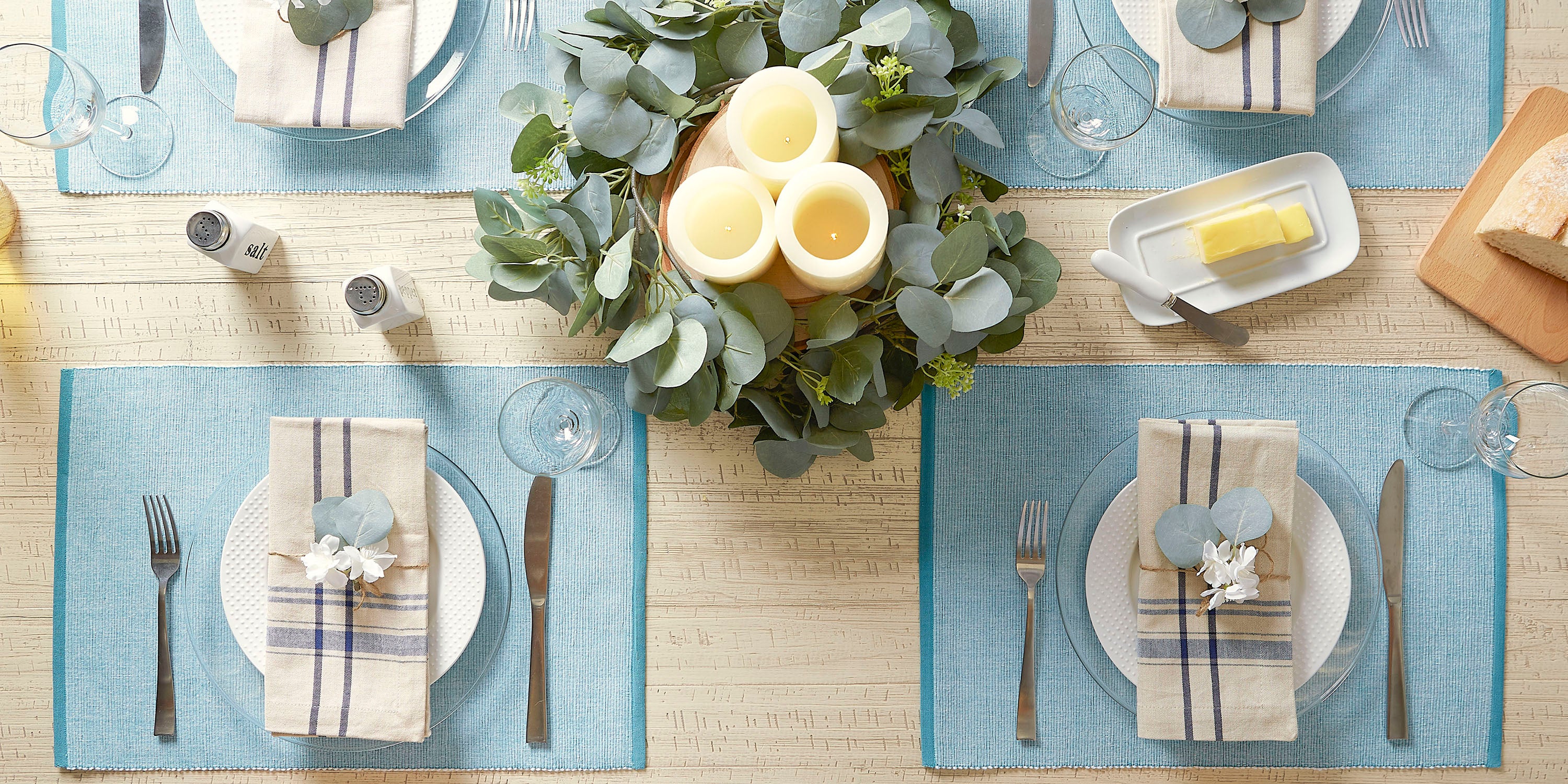 DII Eco-Friendly Chambray Fine Ribbed Placemat 6-Piece Set