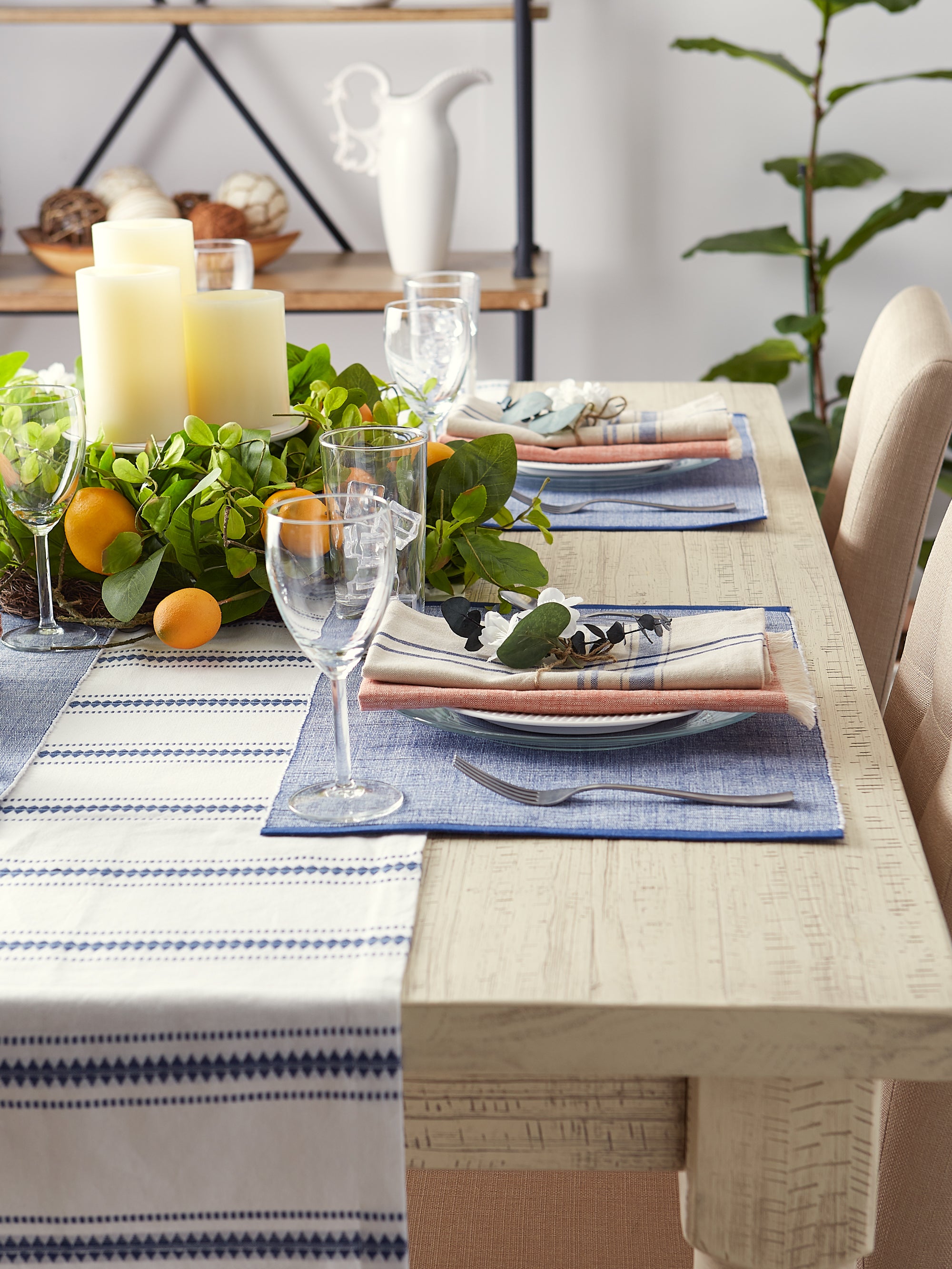 DII Eco-Friendly Chambray Fine Ribbed Placemat 6-Piece Set