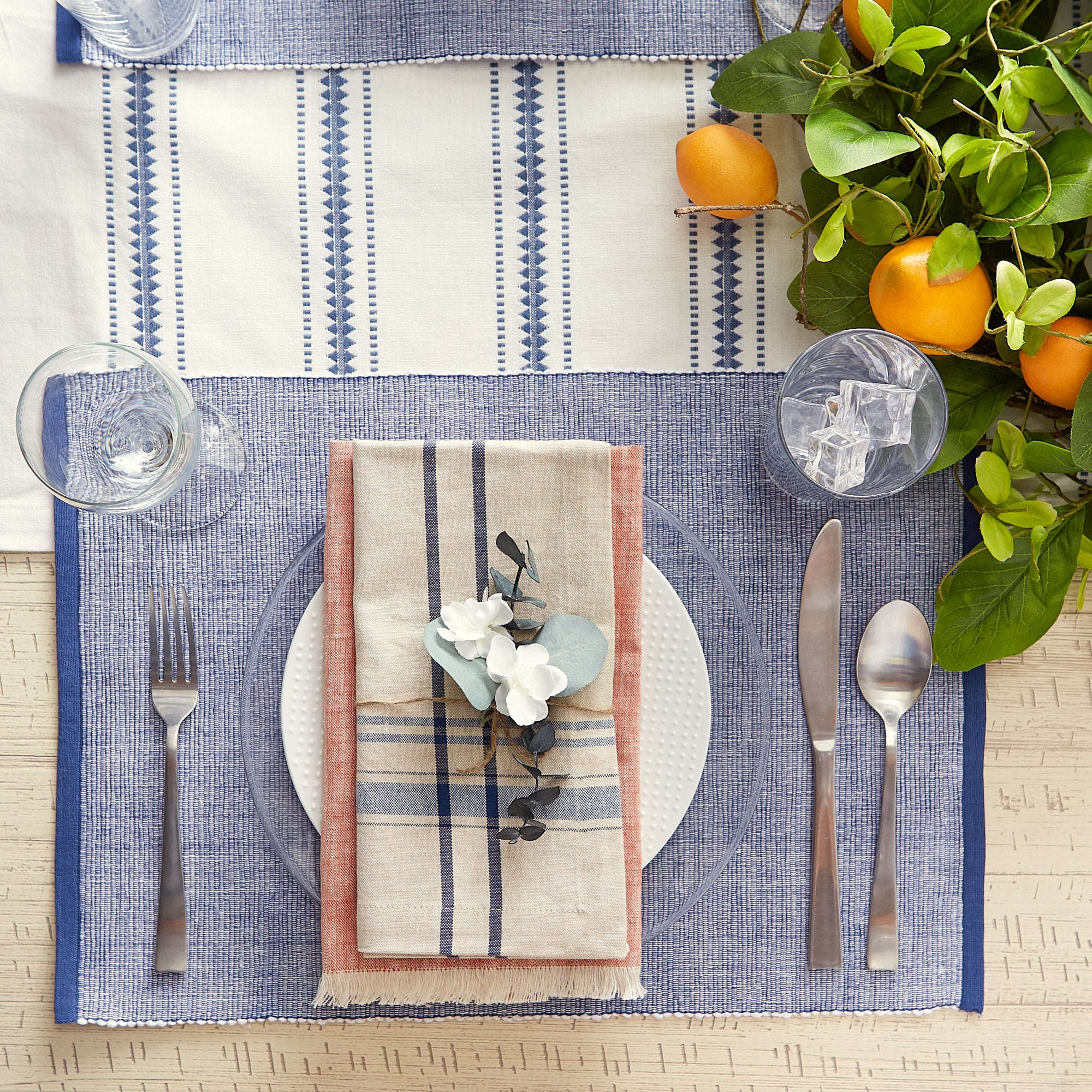 DII Eco-Friendly Chambray Fine Ribbed Placemat 6-Piece Set