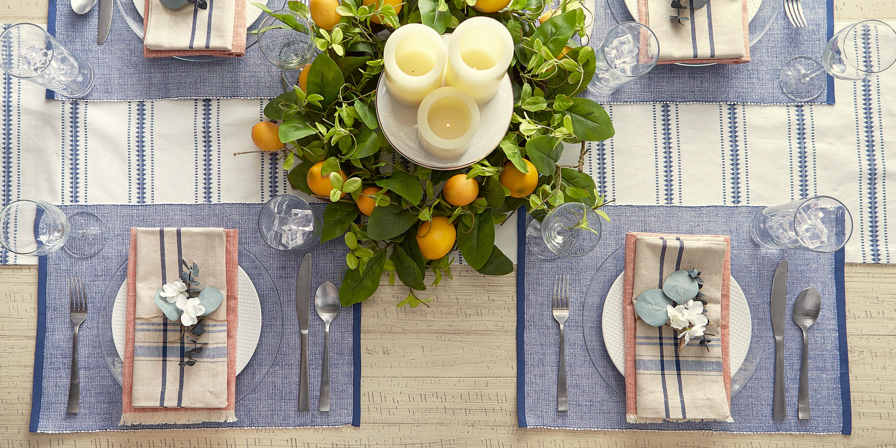 DII Eco-Friendly Chambray Fine Ribbed Placemat 6-Piece Set