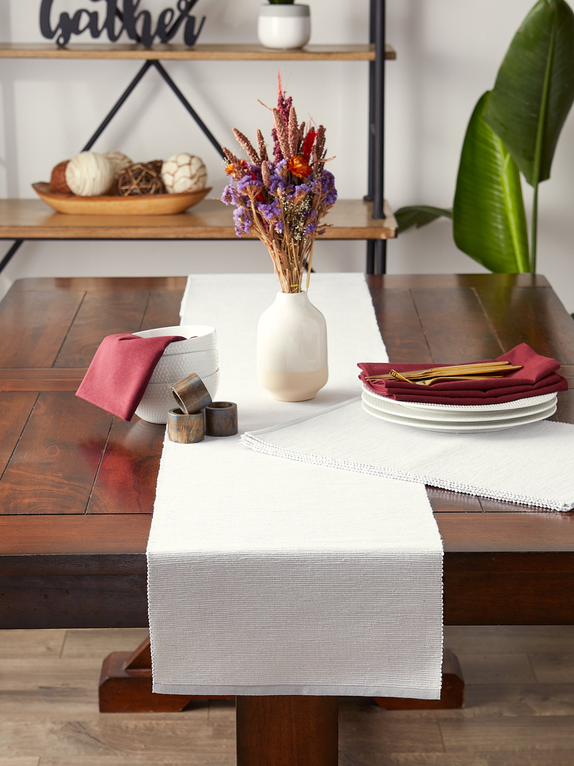 DII Eco-Friendly Chambray Fine Ribbed Table Runner