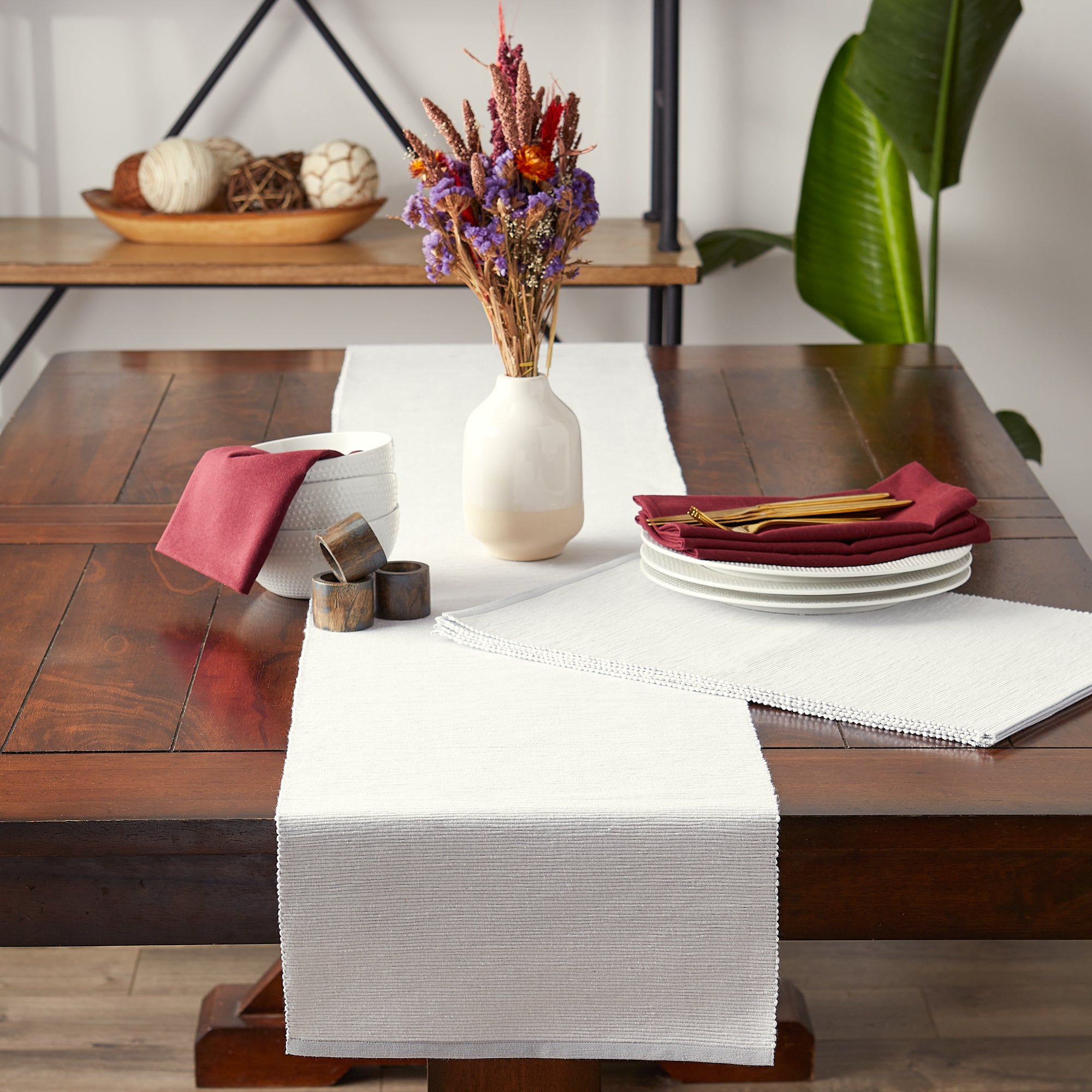 DII Eco-Friendly Chambray Fine Ribbed Table Runner
