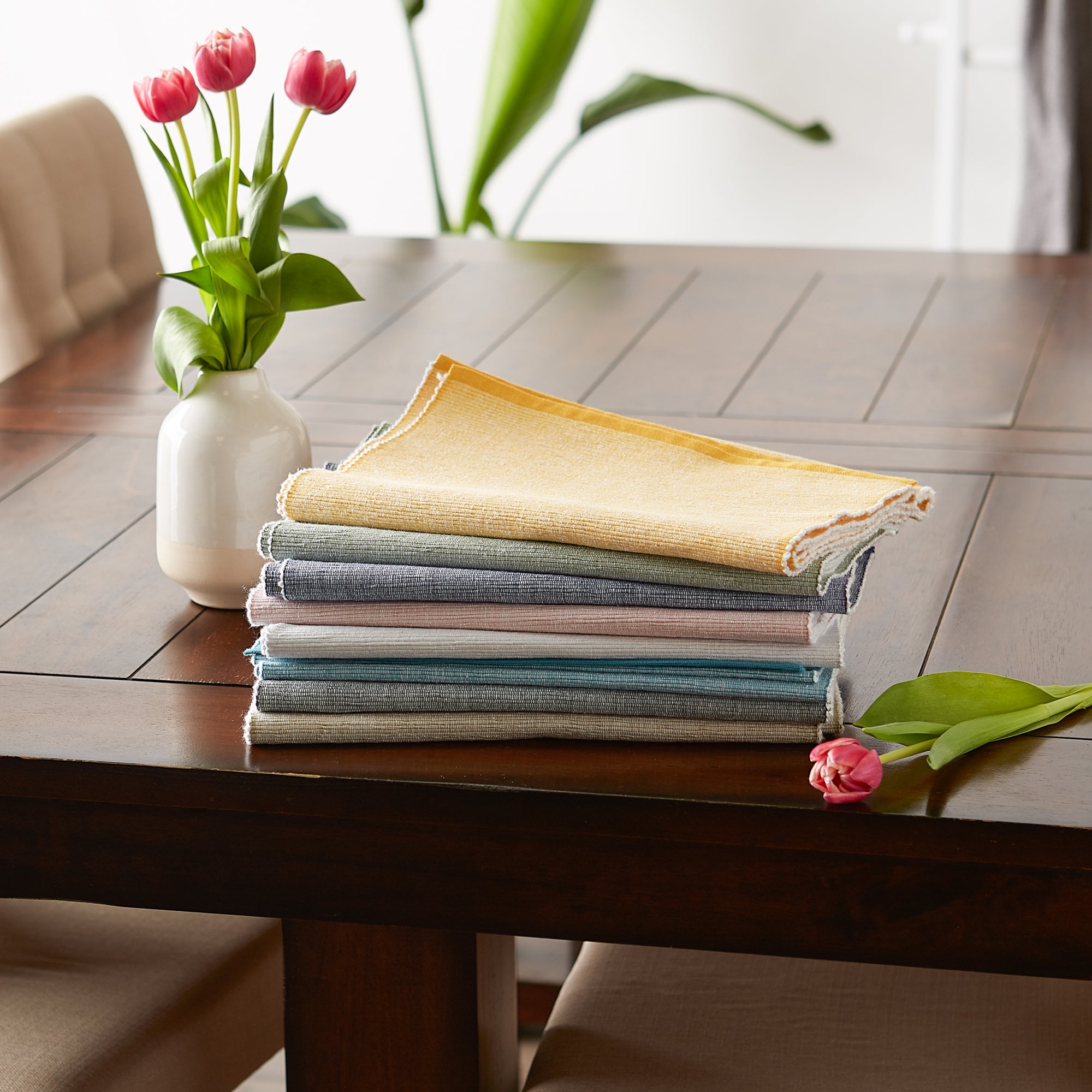 DII Eco-Friendly Chambray Fine Ribbed Table Runner