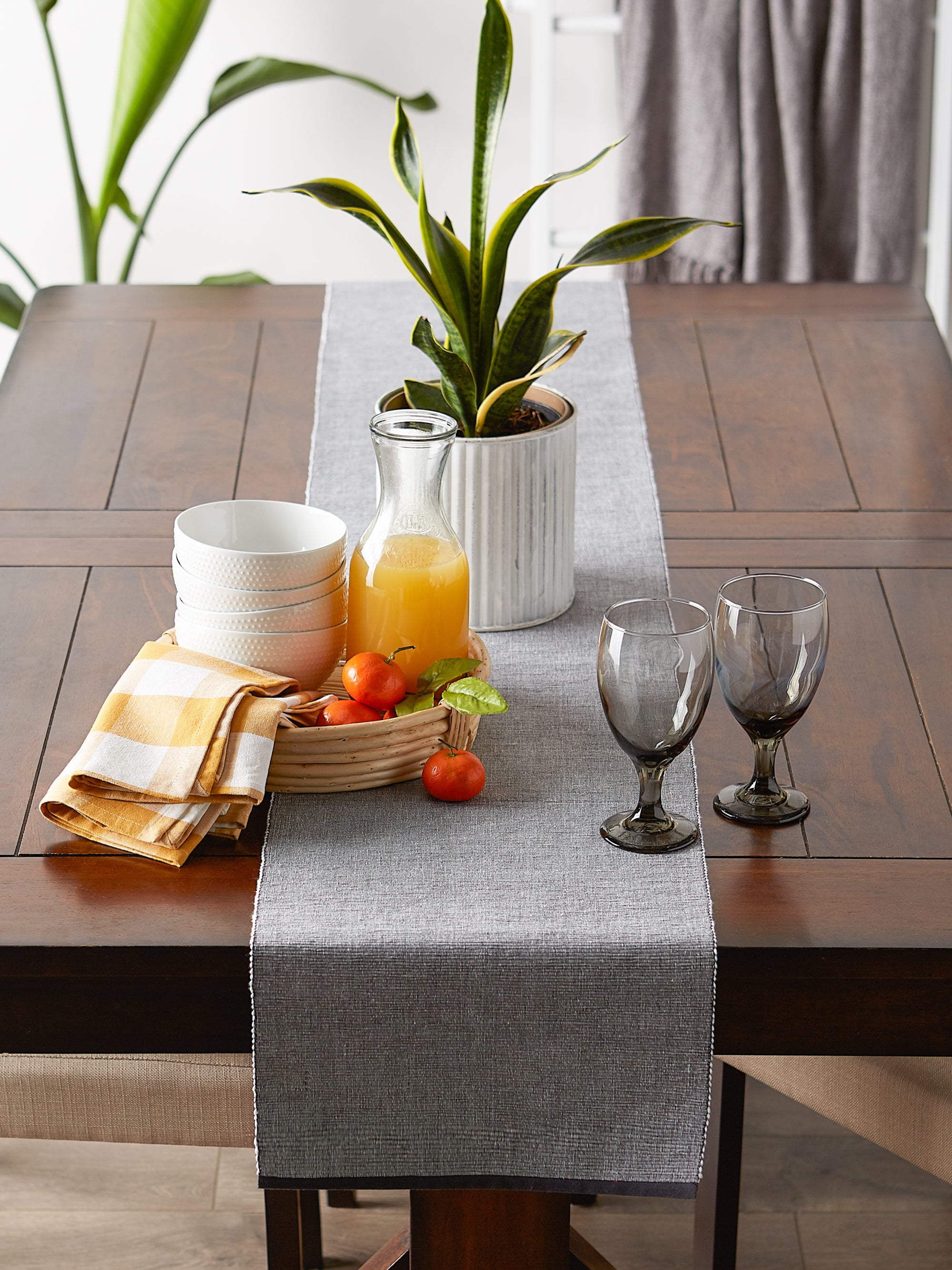 DII Eco-Friendly Chambray Fine Ribbed Table Runner