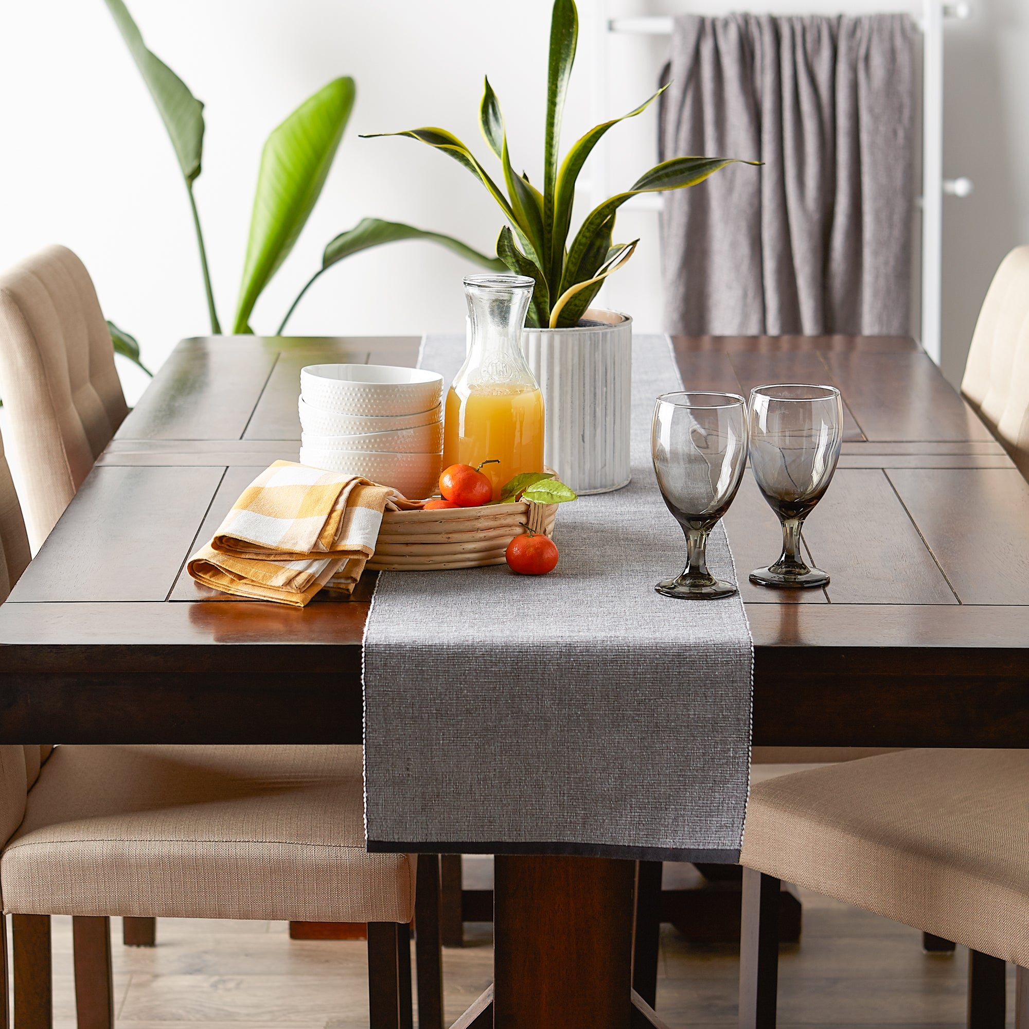 DII Eco-Friendly Chambray Fine Ribbed Table Runner
