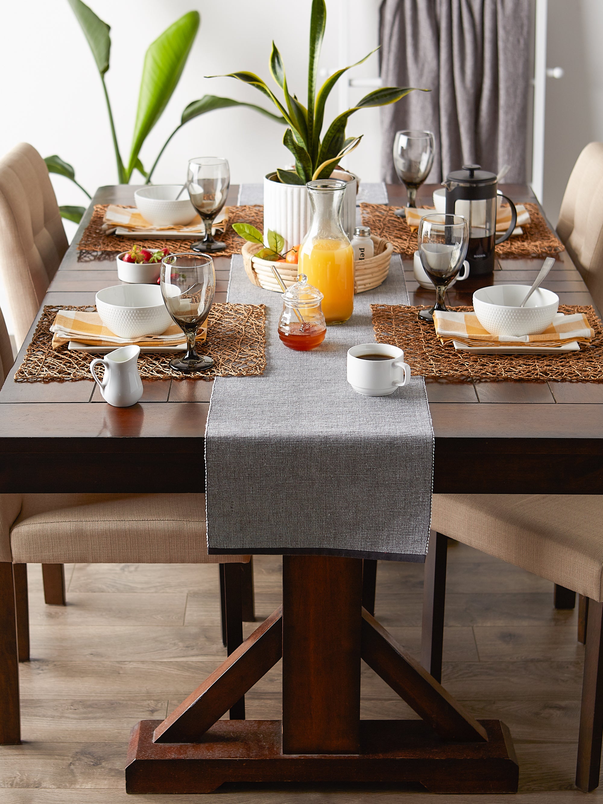 DII Eco-Friendly Chambray Fine Ribbed Table Runner
