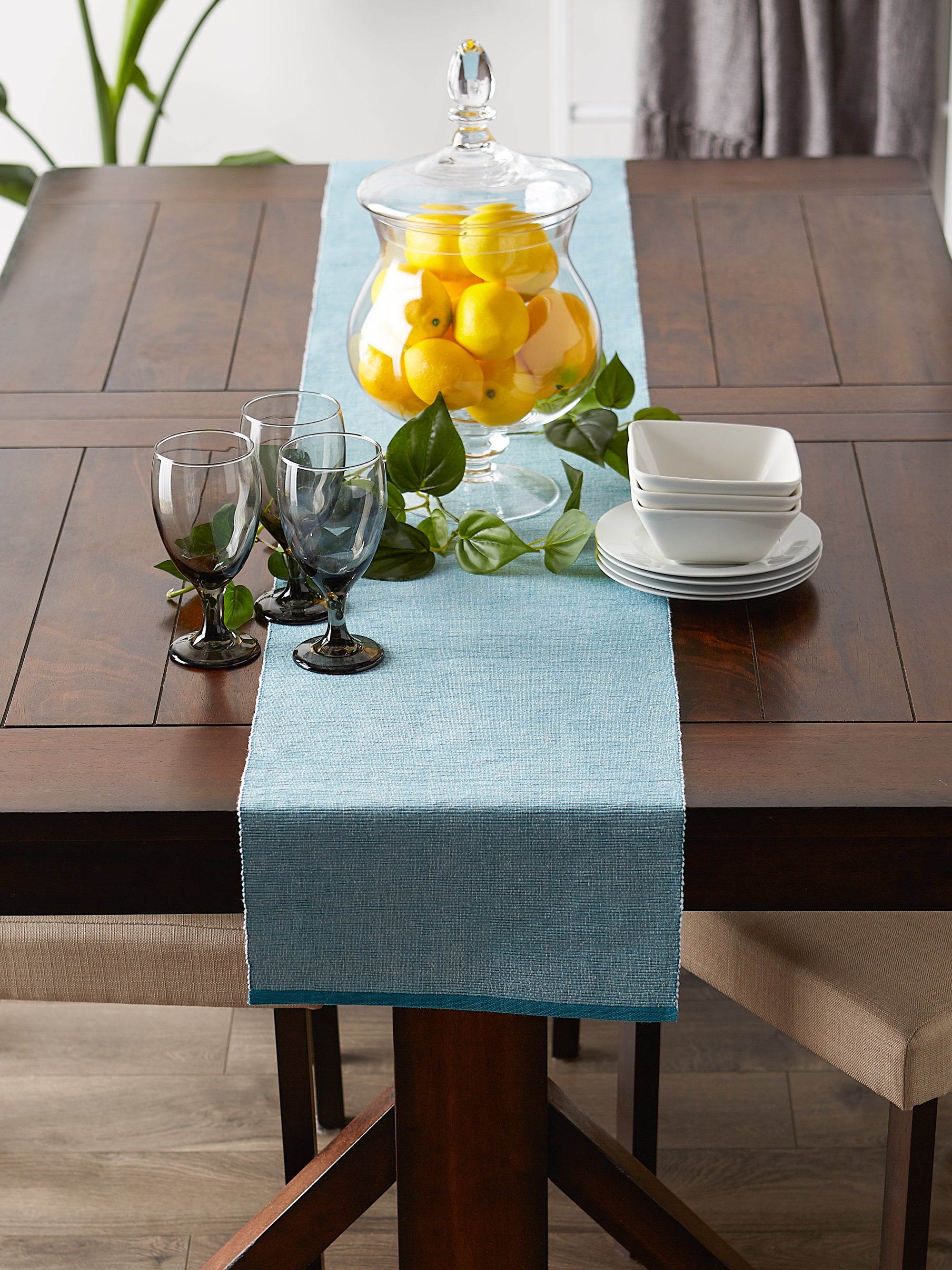 DII Eco-Friendly Chambray Fine Ribbed Table Runner