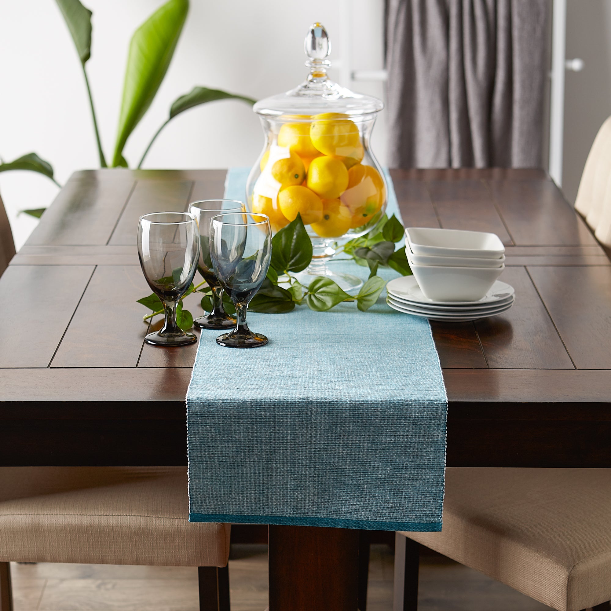 DII Eco-Friendly Chambray Fine Ribbed Table Runner