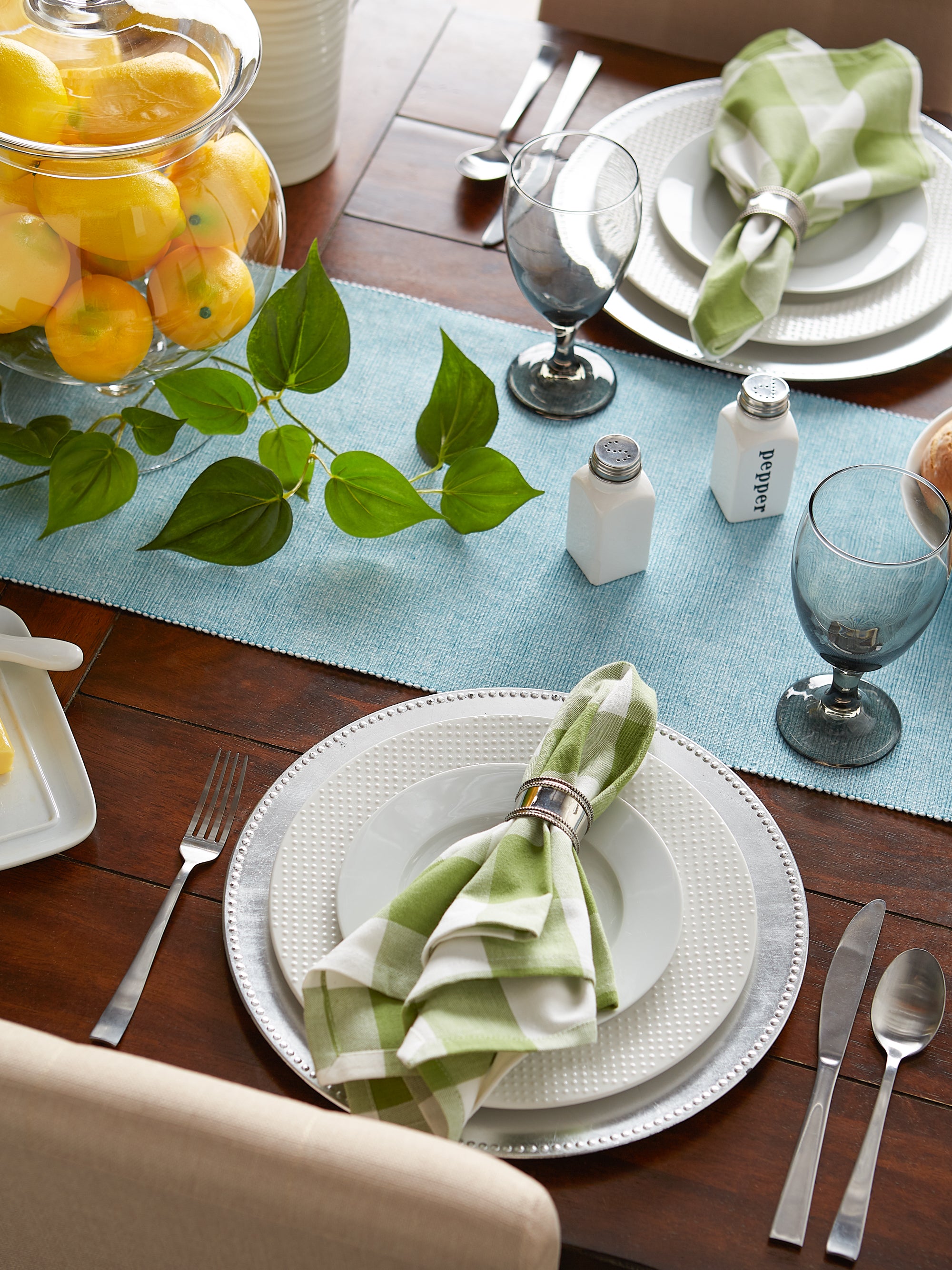DII Eco-Friendly Chambray Fine Ribbed Table Runner