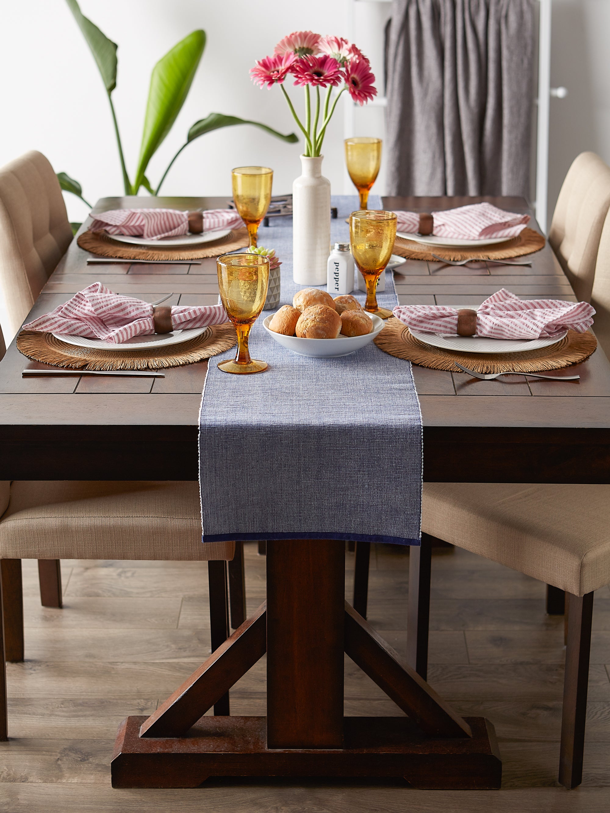 DII Eco-Friendly Chambray Fine Ribbed Table Runner