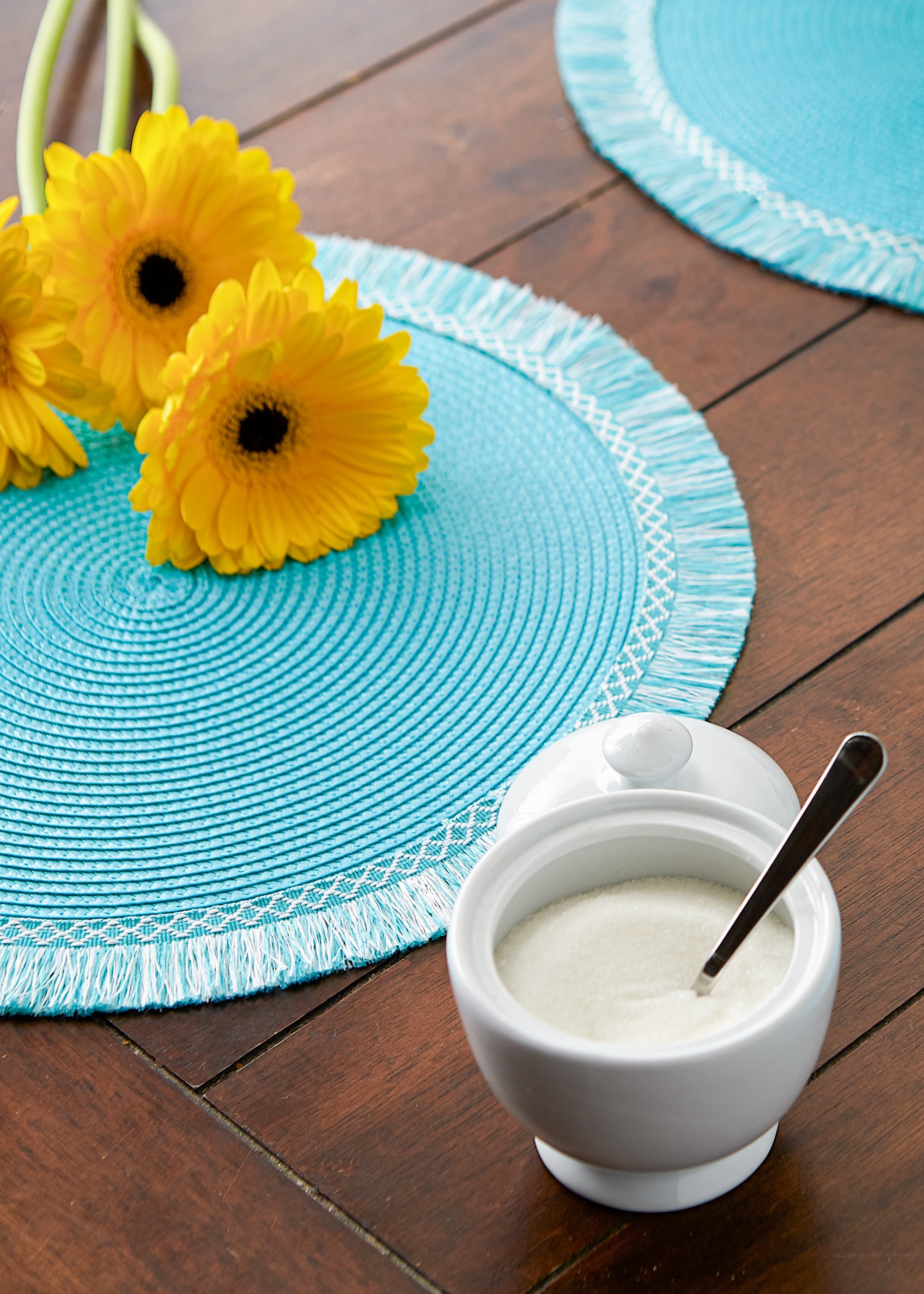 DII Round Fringed Polypropylene Placemat 6-Piece Set