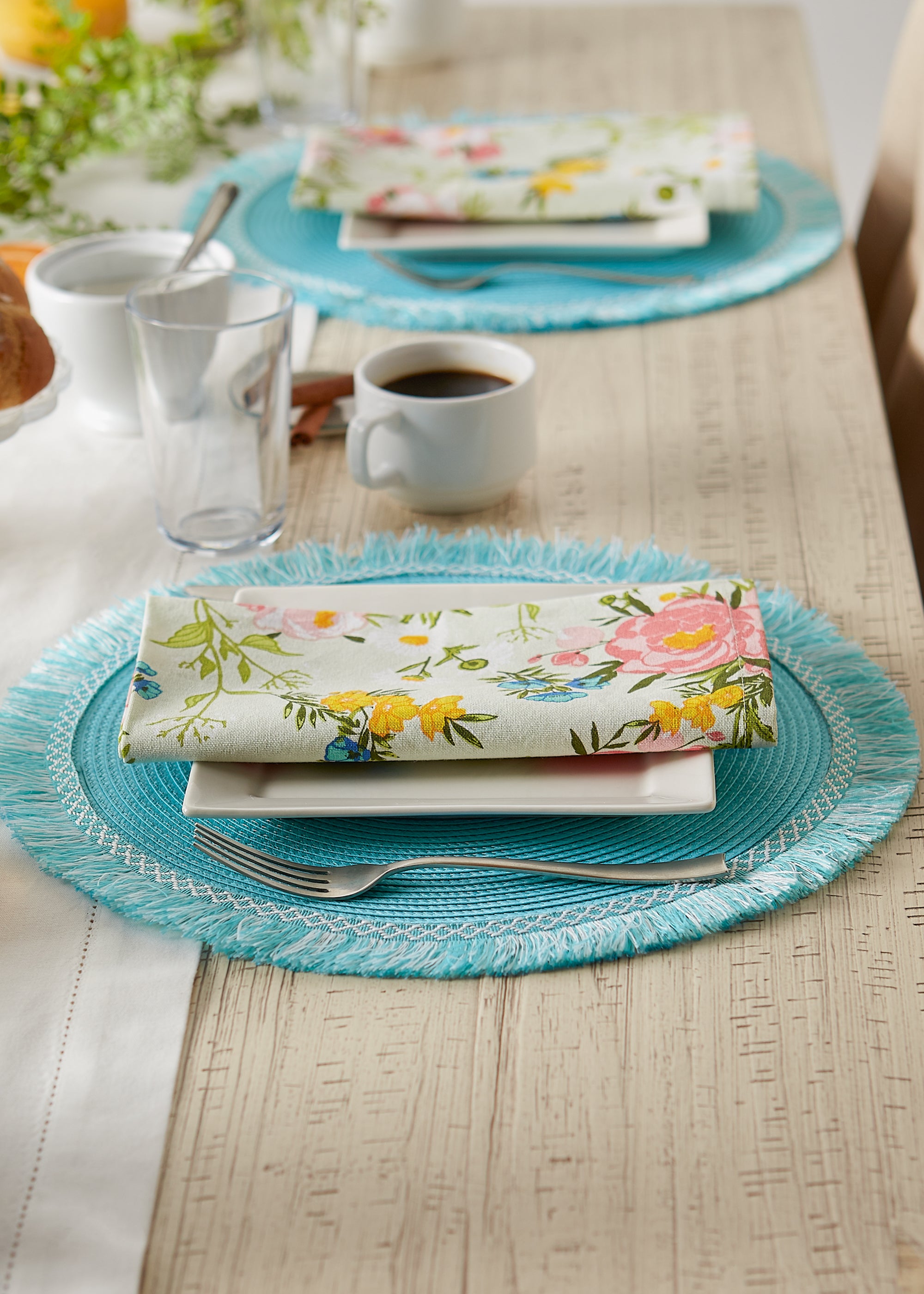 DII Round Fringed Polypropylene Placemat 6-Piece Set