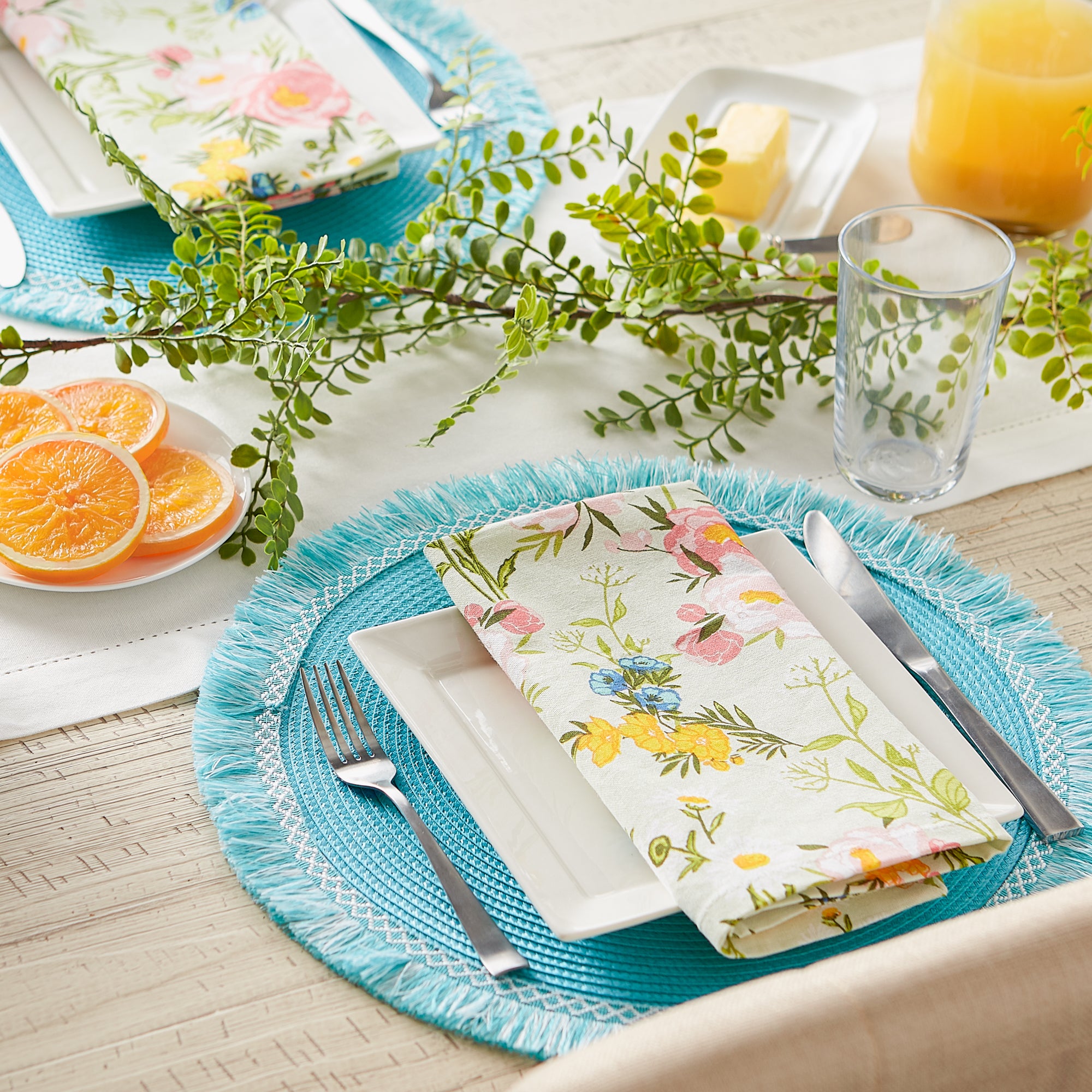 DII Round Fringed Polypropylene Placemat 6-Piece Set