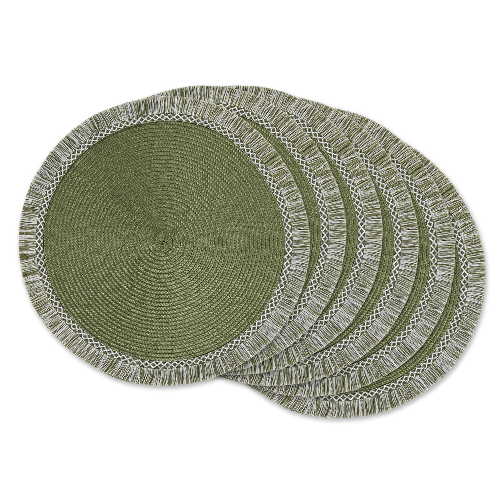 DII Round Fringed Polypropylene Placemat 6-Piece Set