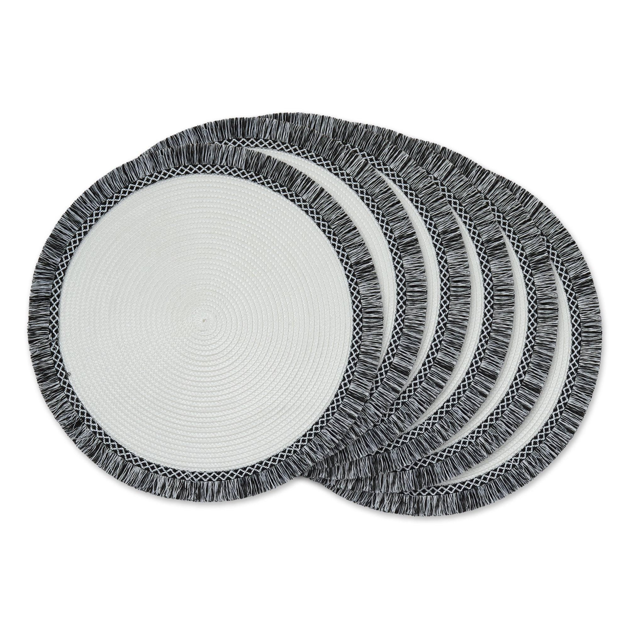 DII Round Fringed Polypropylene Placemat 6-Piece Set
