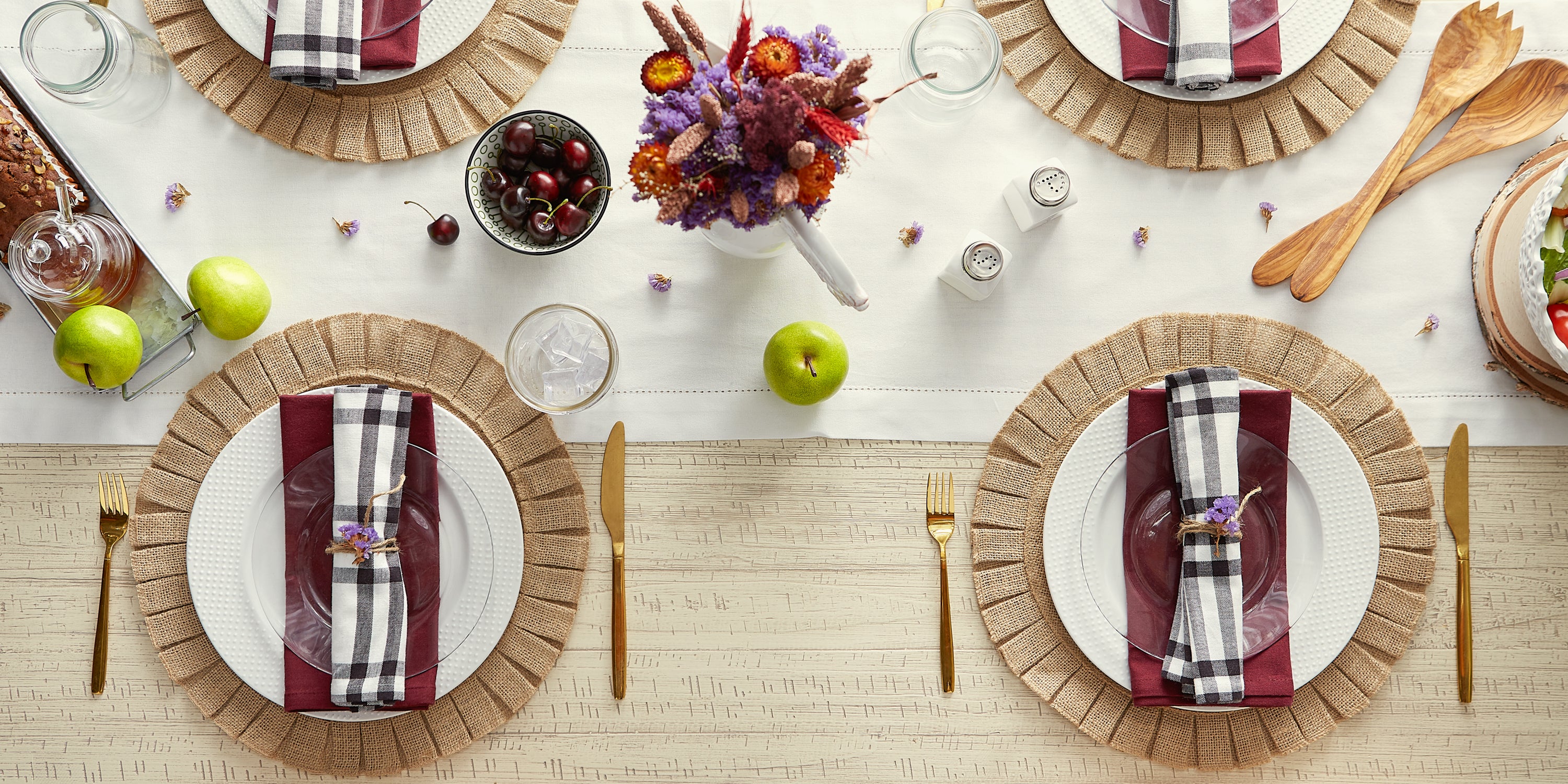 DII Natural Jute Round Ruffle Trim Placemat 6-Piece Set