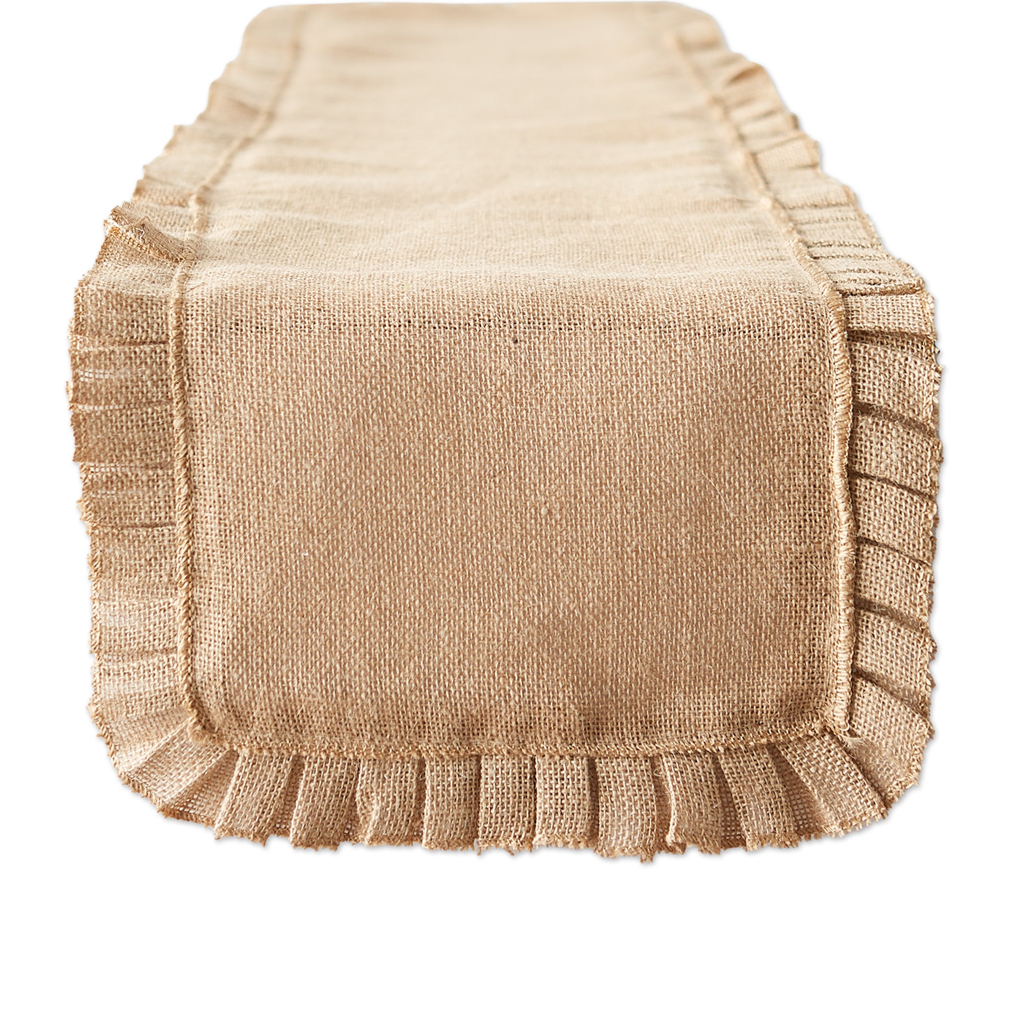 DII Natural Ruffle Trim Jute Table Runner