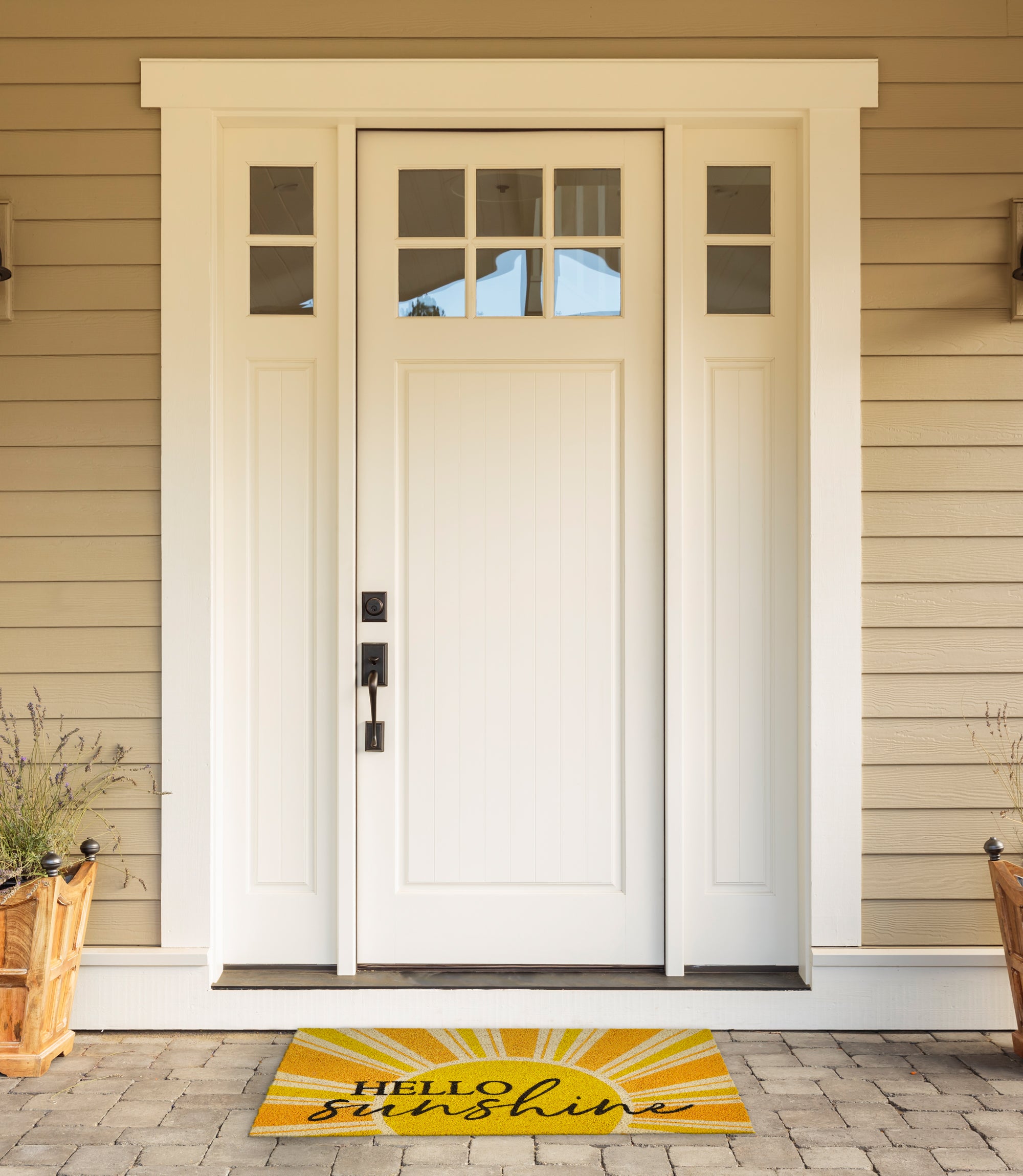 DII Yellow Hello Sunshine Doormat, Non-Slip PVC Backing