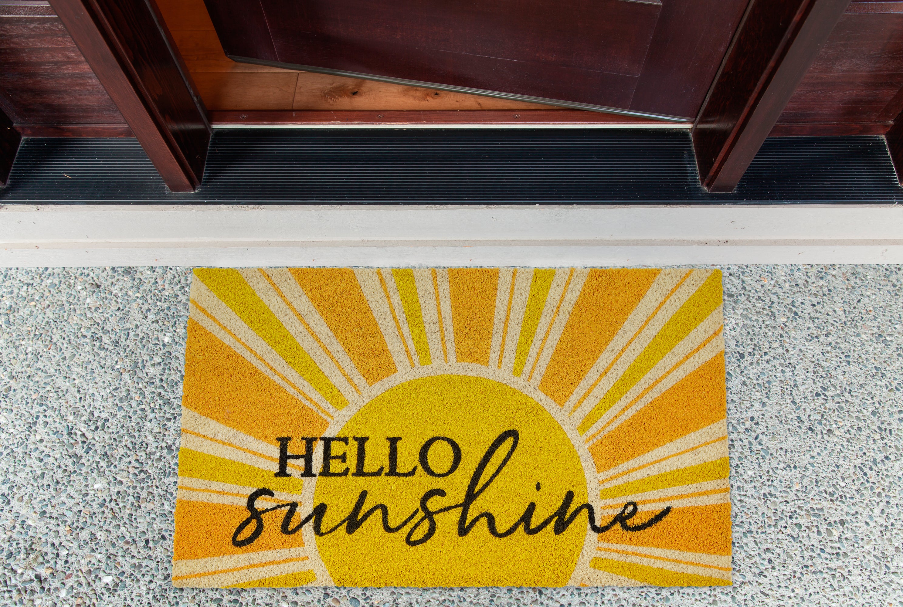 DII Yellow Hello Sunshine Doormat, Non-Slip PVC Backing