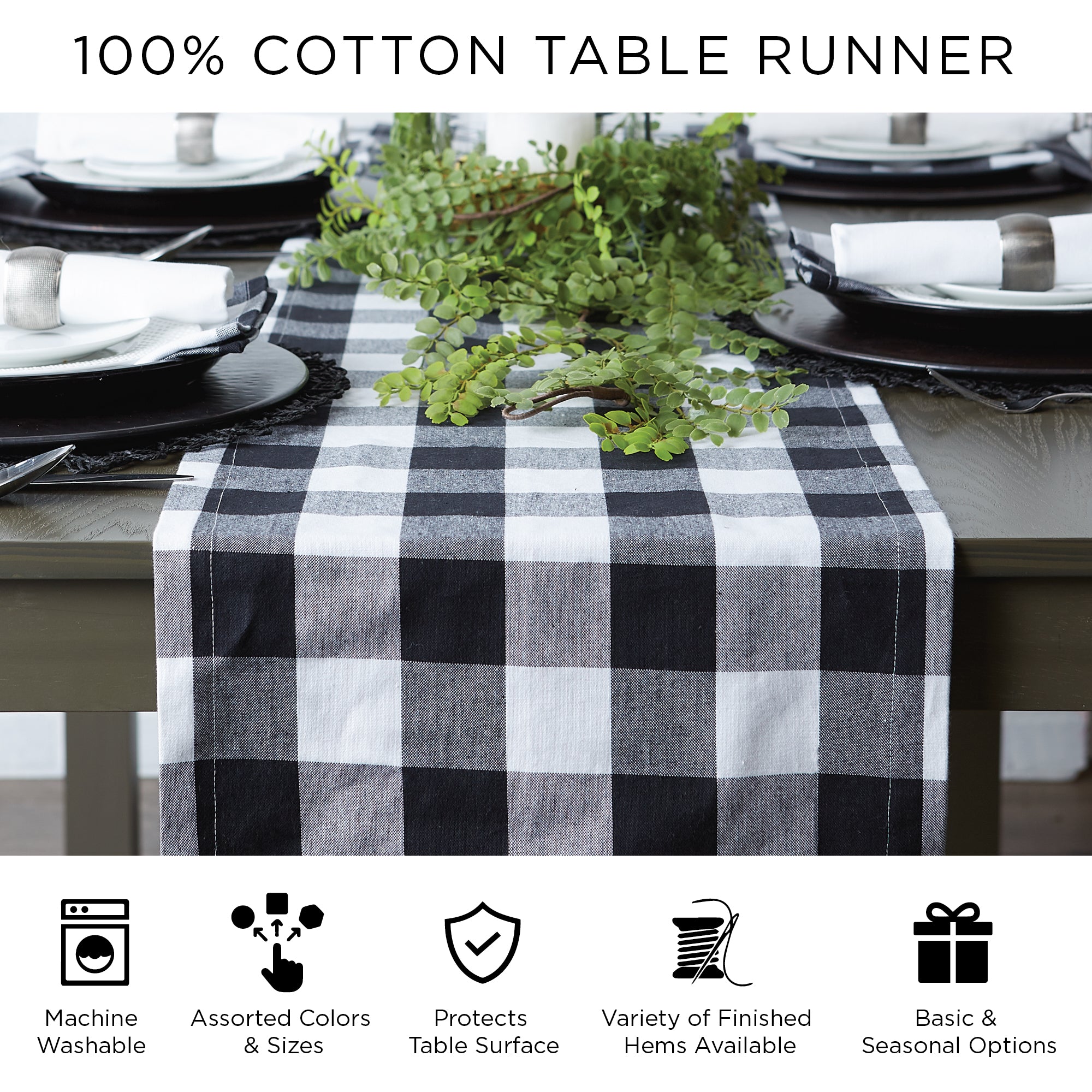 DII Aqua Mini Diamond Jacquard Fringe Cotton Table Runner, 15" x 108"