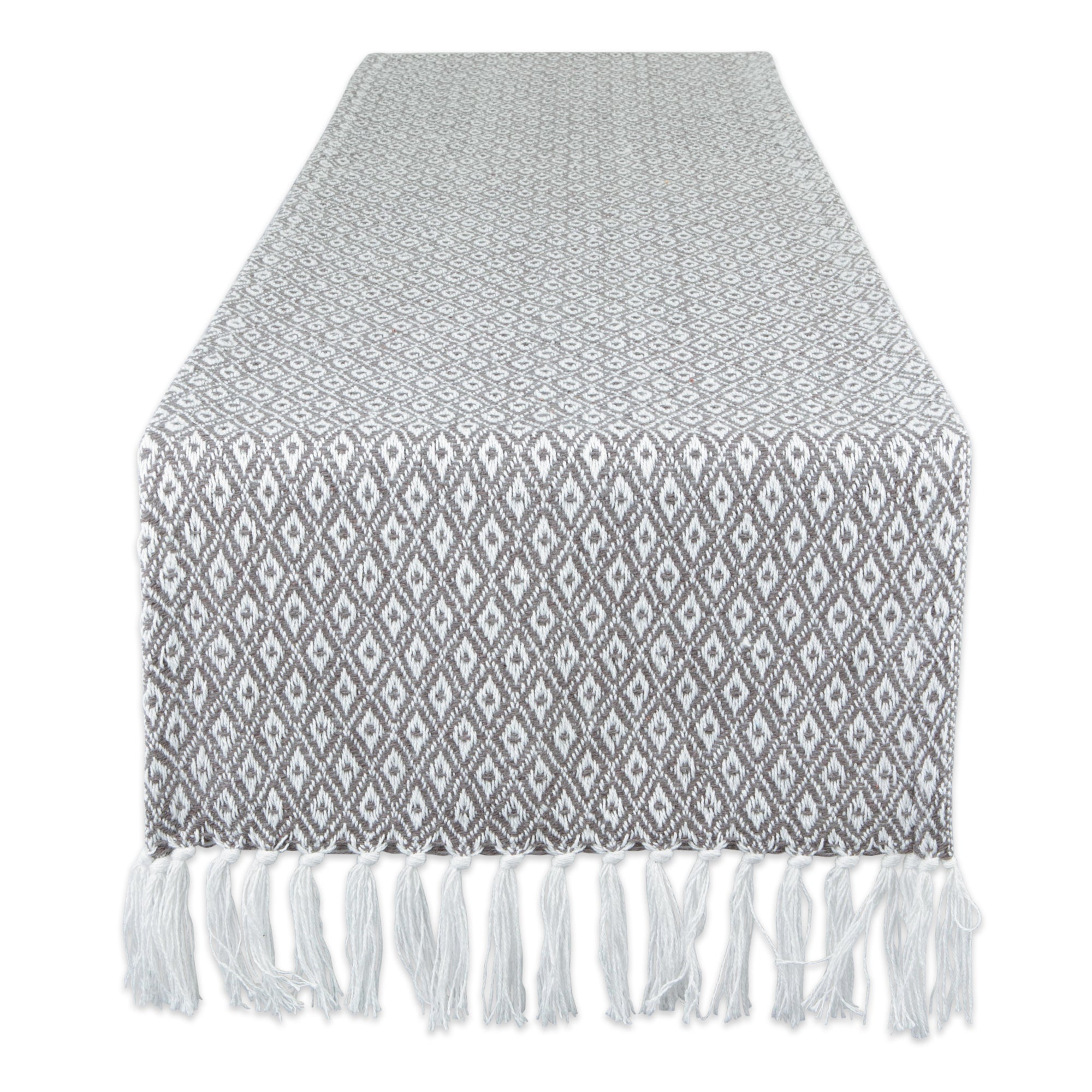 DII Mini Diamond Jacquard Fringe Cotton Table Runner