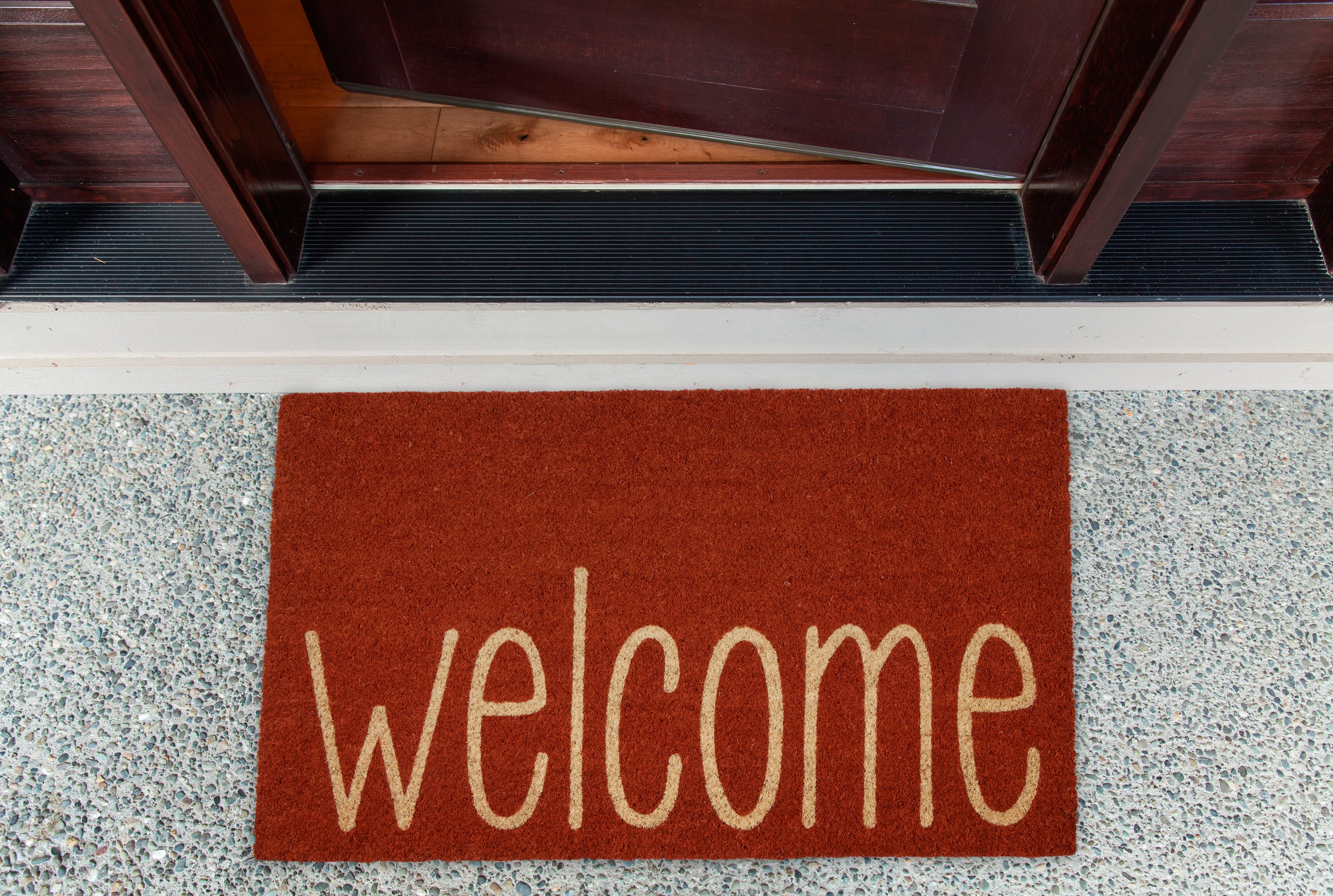 DII Rusty Orange Welcome PVC Backed Coir Doormat