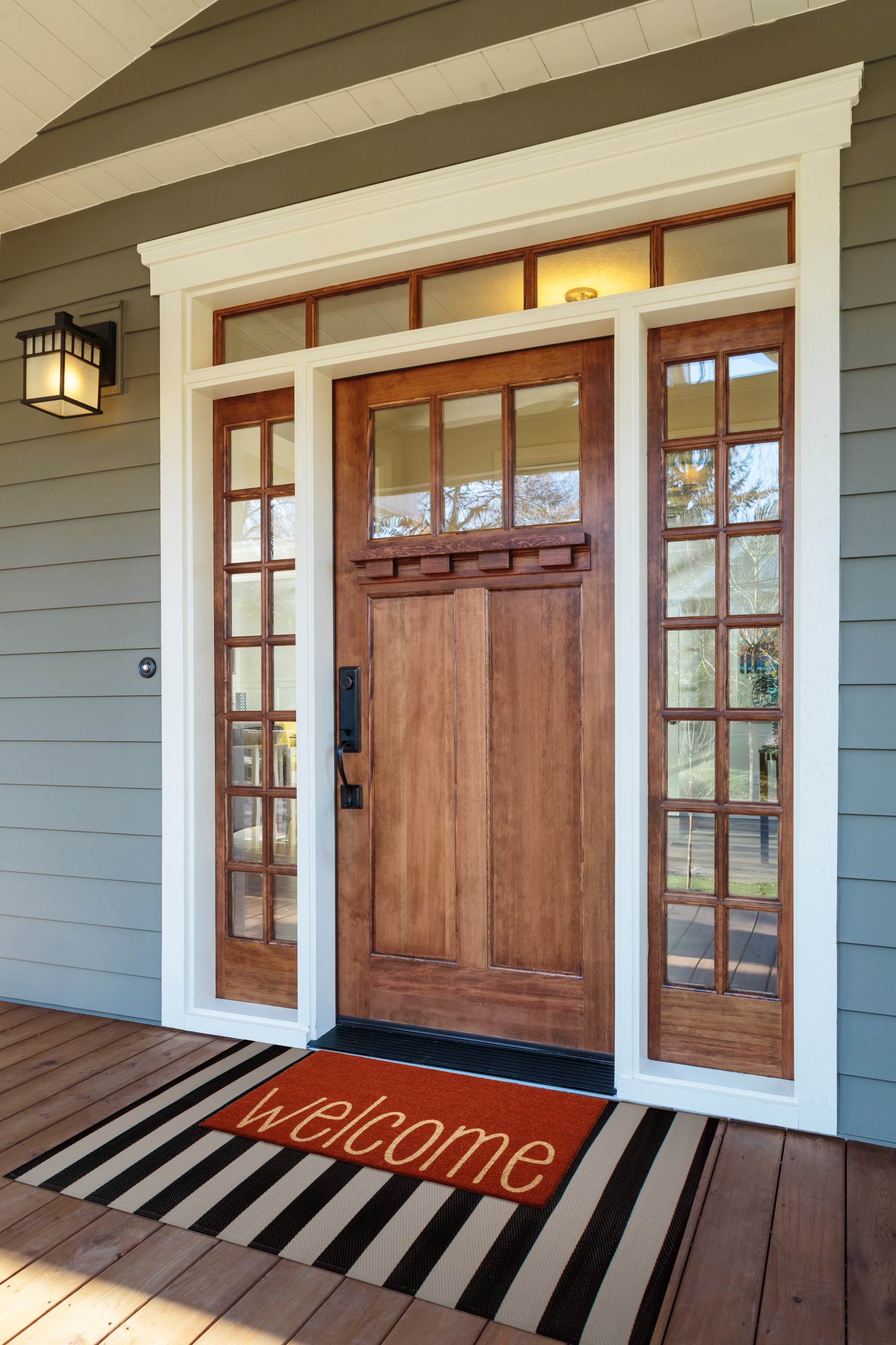 DII Rusty Orange Welcome PVC Backed Coir Doormat