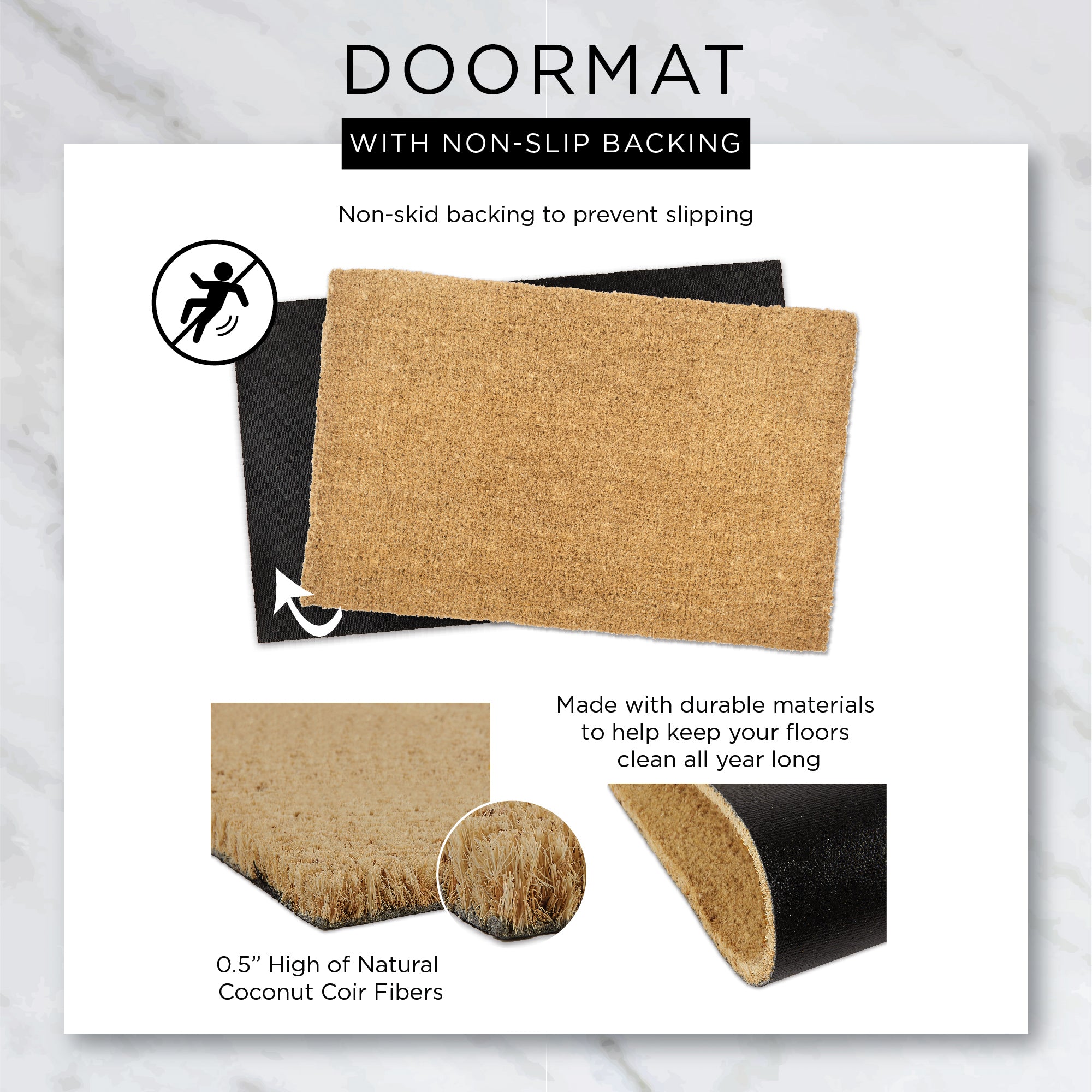 DII Rusty Orange Welcome PVC Backed Coir Doormat