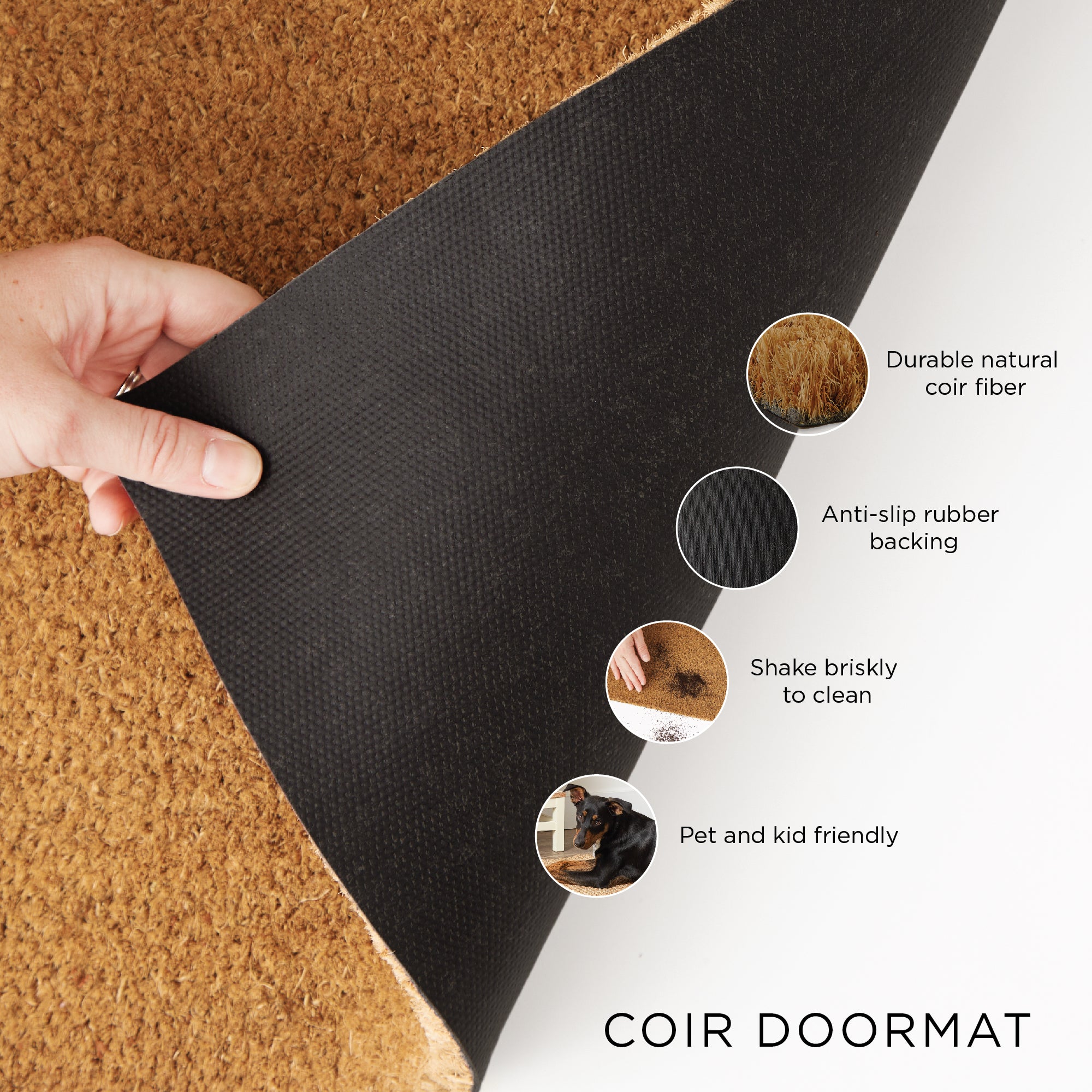 DII Rusty Orange Welcome PVC Backed Coir Doormat